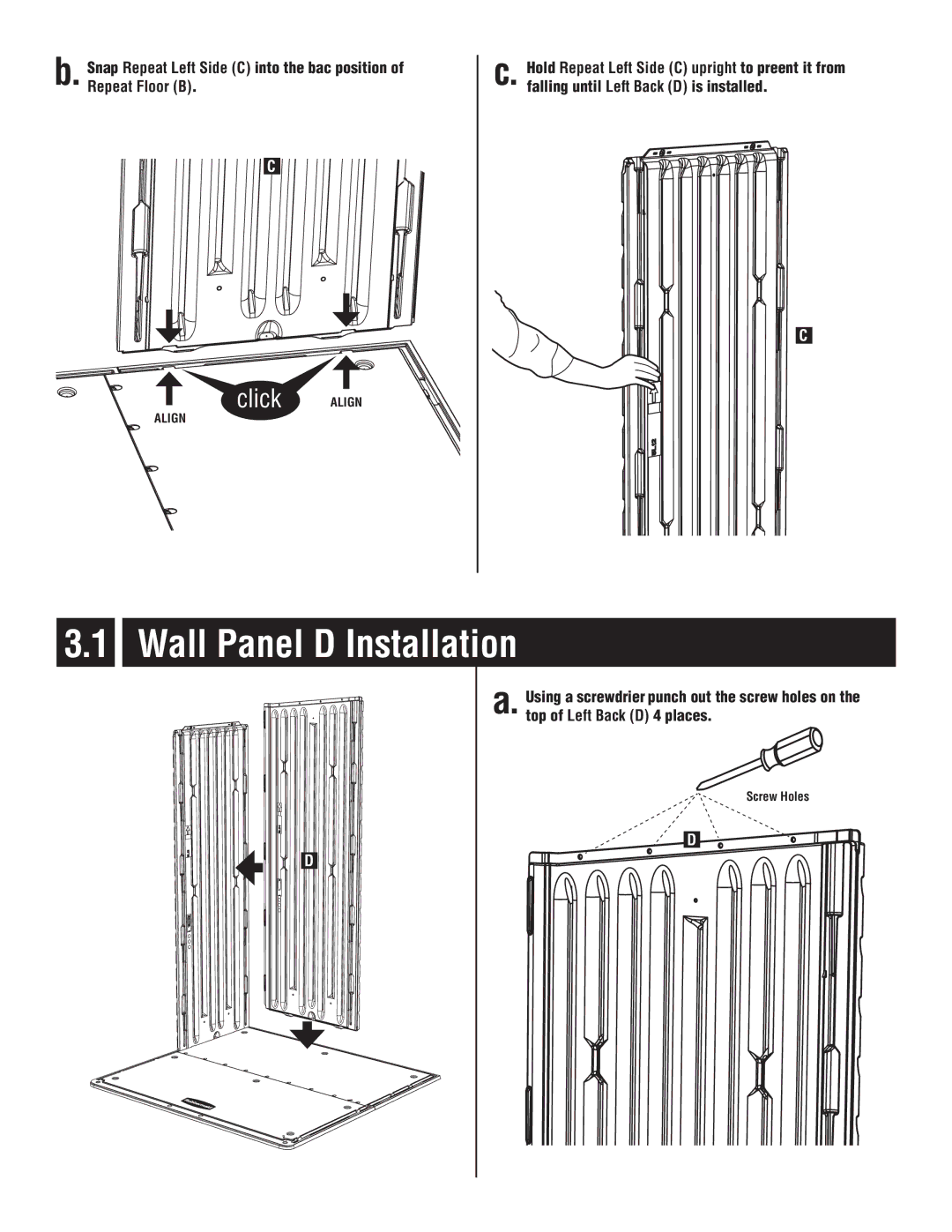 Rubbermaid P0-5L20-P0 instruction manual Wall Panel D Installation a 