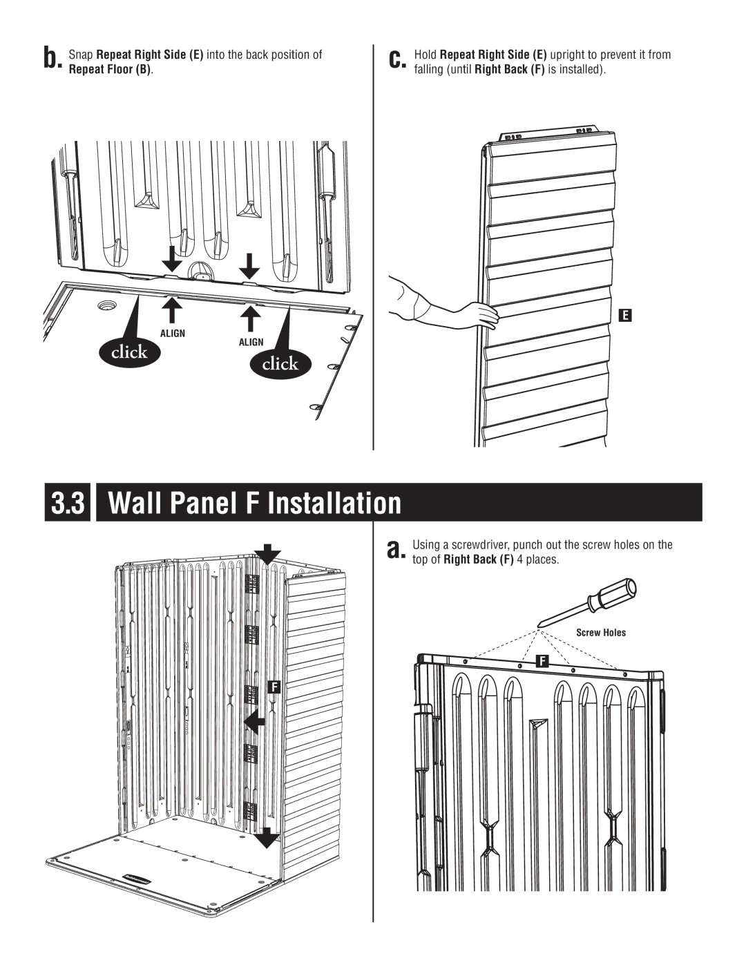 Rubbermaid P0-5L20-P0 instruction manual Wall Panel F Installation a 