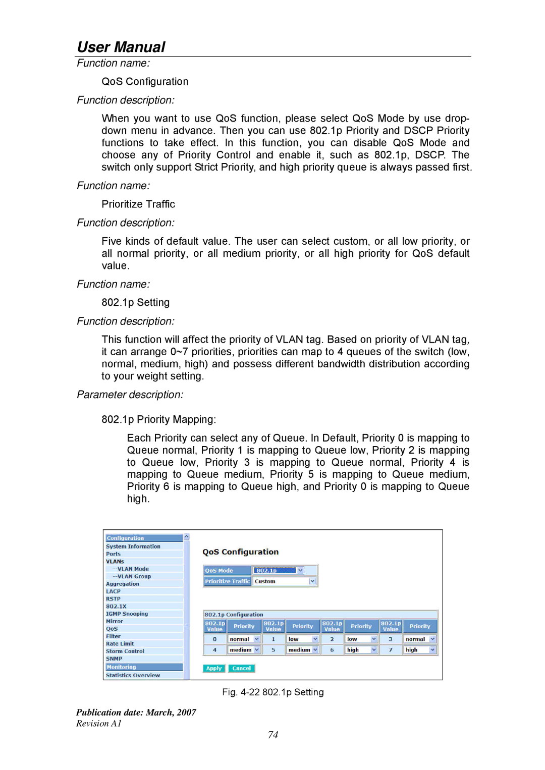 Ruby Tech GS-1224L manual QoS Configuration 