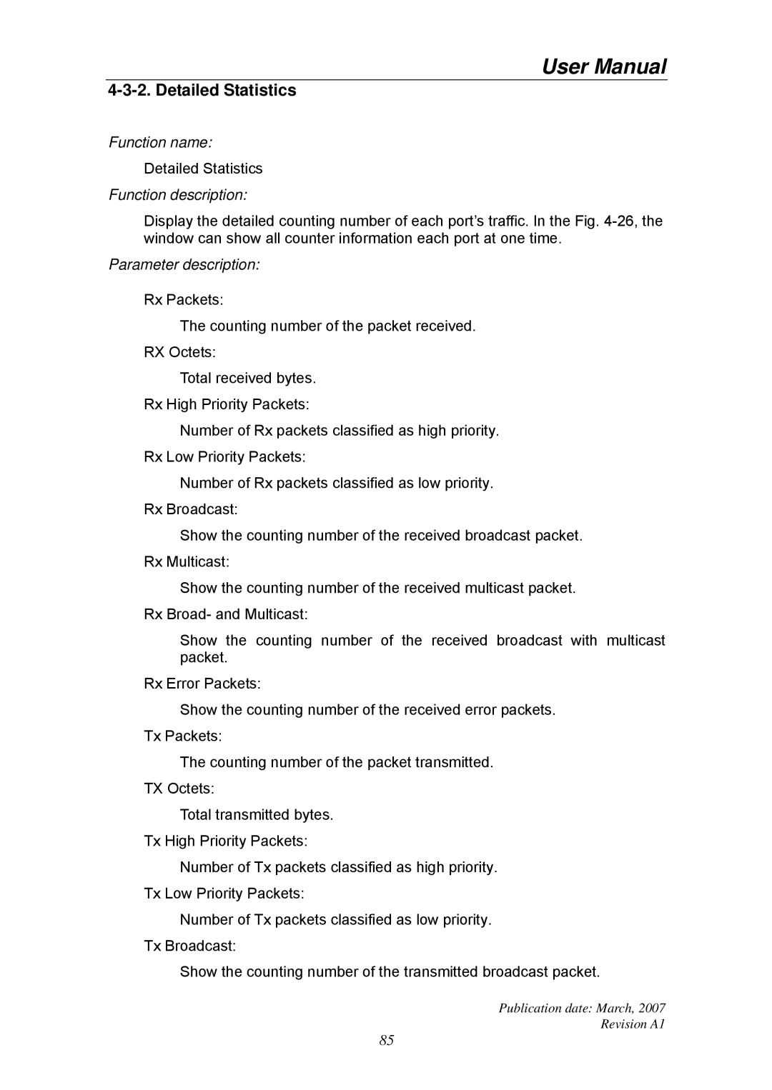 Ruby Tech GS-1224L manual Detailed Statistics 