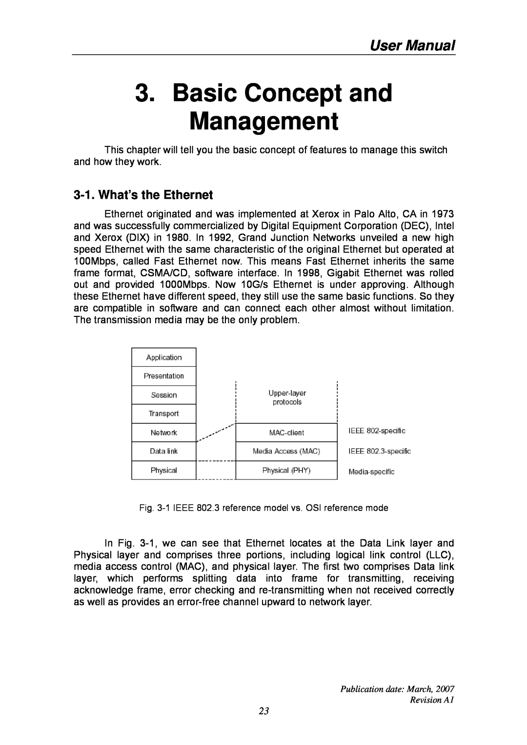 Ruby Tech GS-1224L manual Basic Concept and Management, What’s the Ethernet, User Manual 