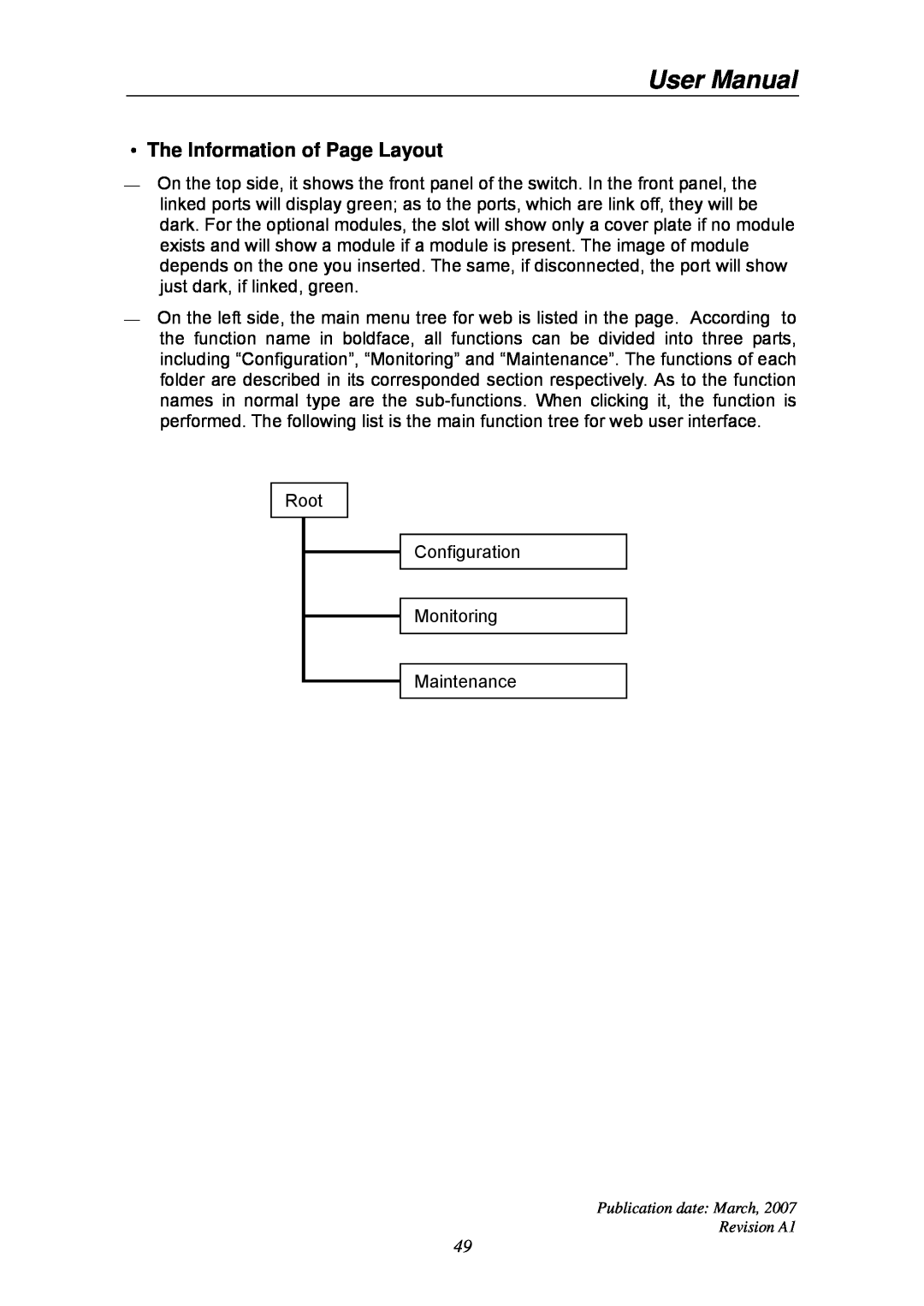 Ruby Tech GS-1224L manual The Information of Page Layout, User Manual 