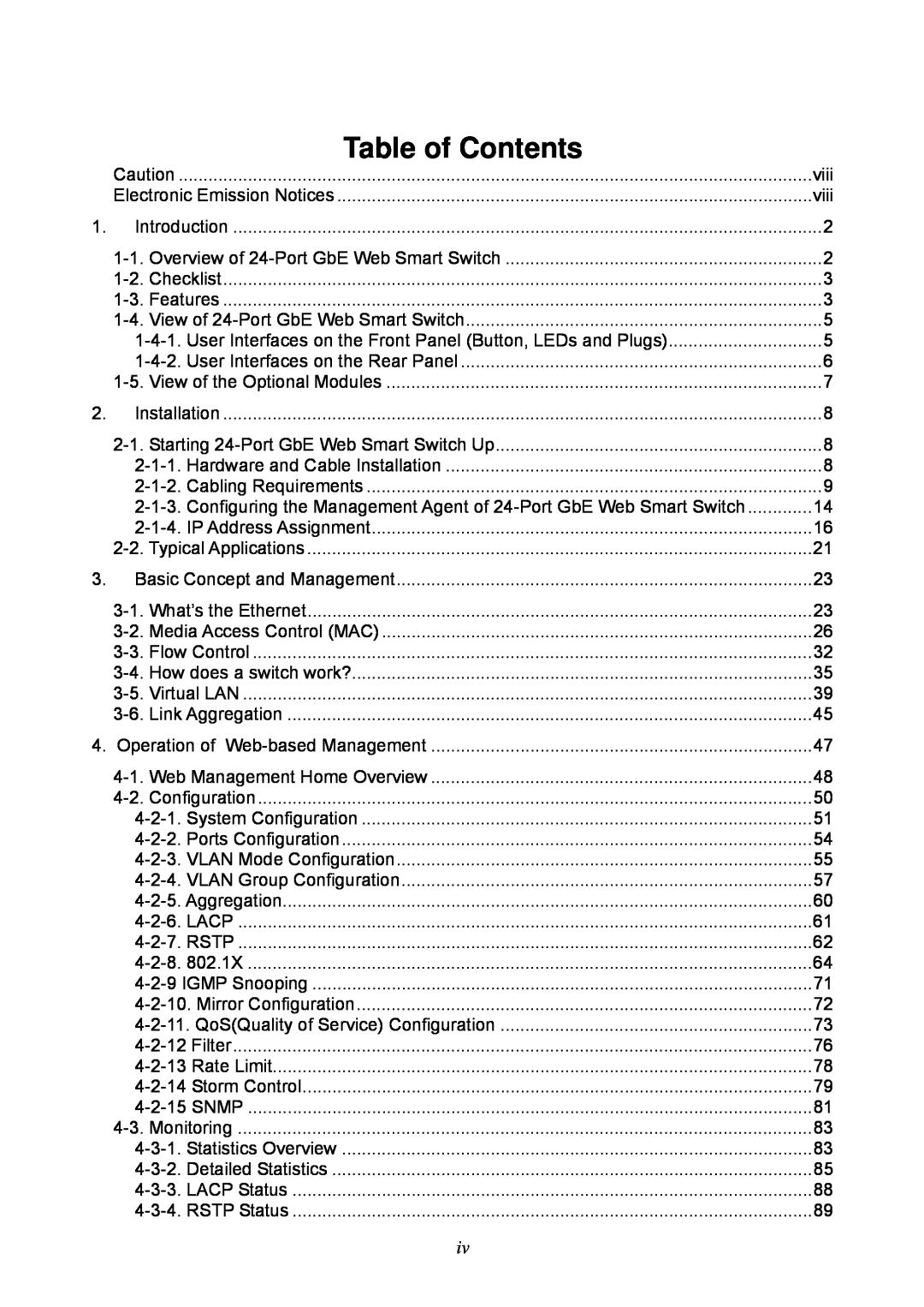 Ruby Tech GS-1224L manual Table of Contents 