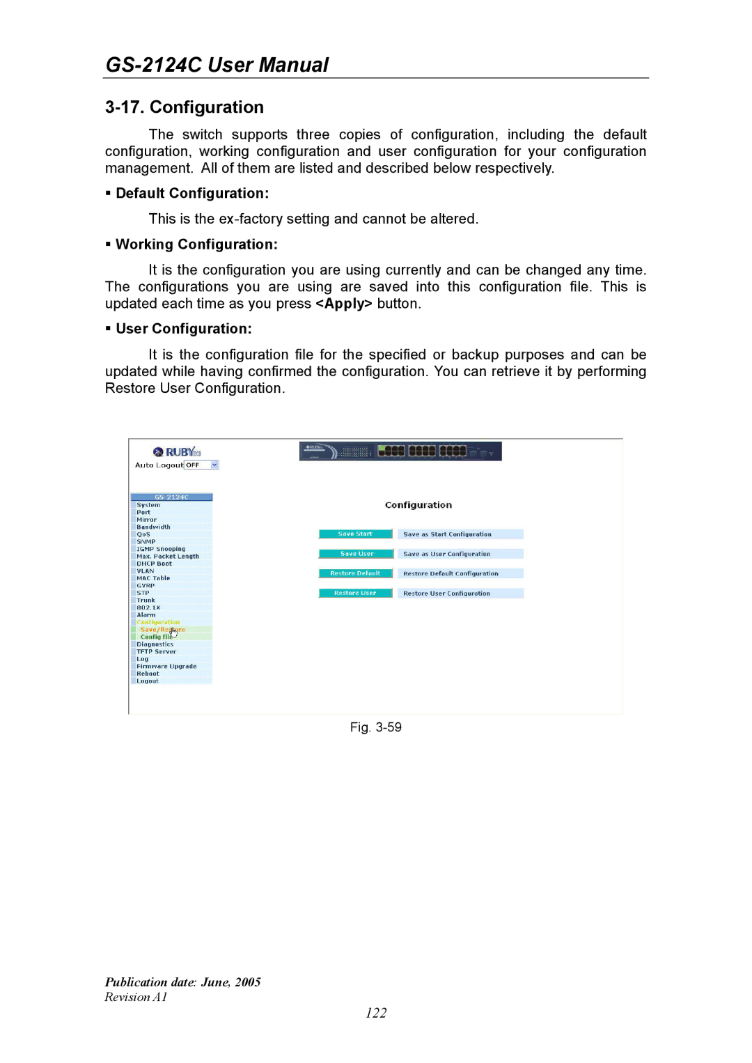 Ruby Tech GS-2124C manual Configuration 