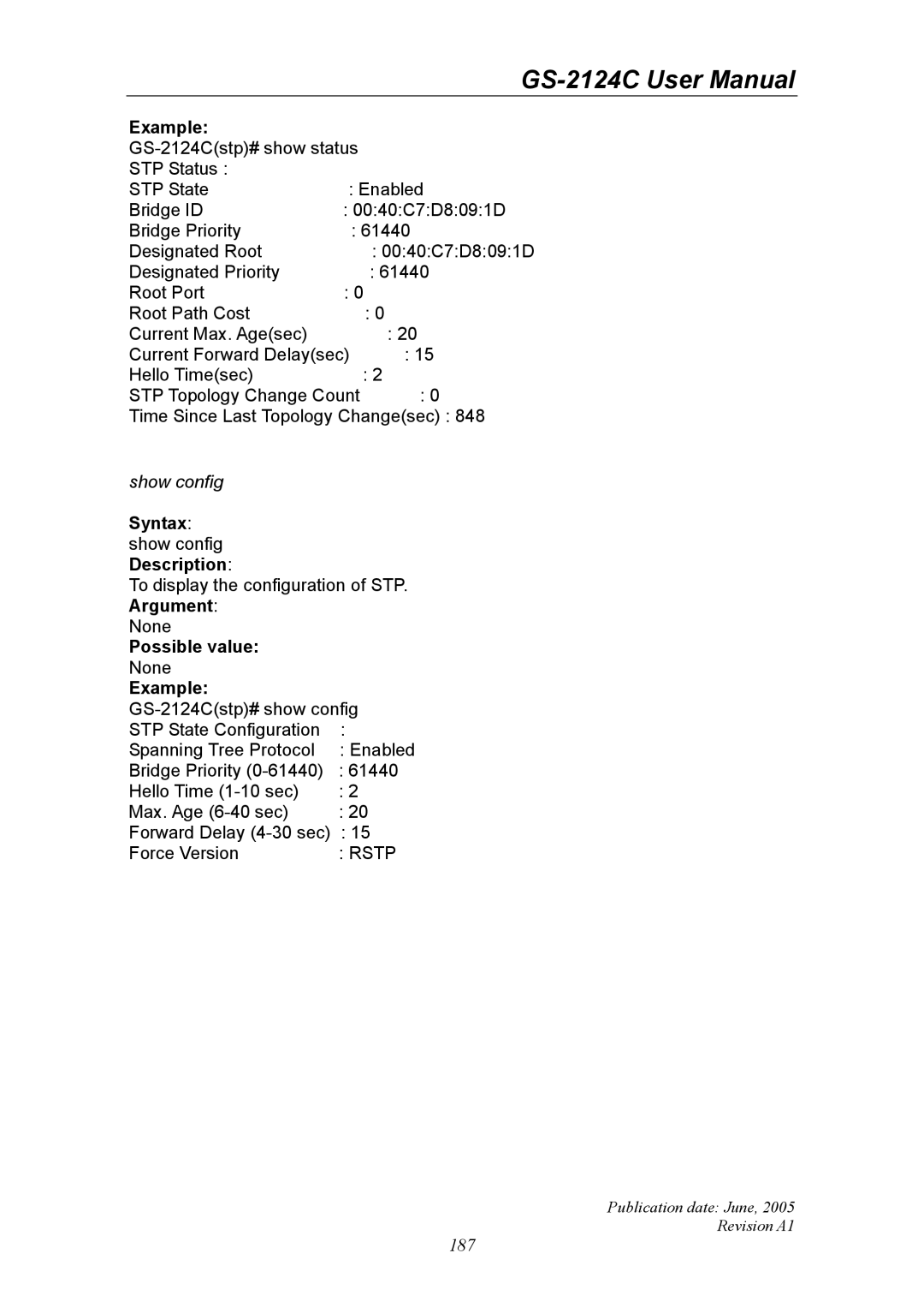 Ruby Tech GS-2124C manual Rstp 