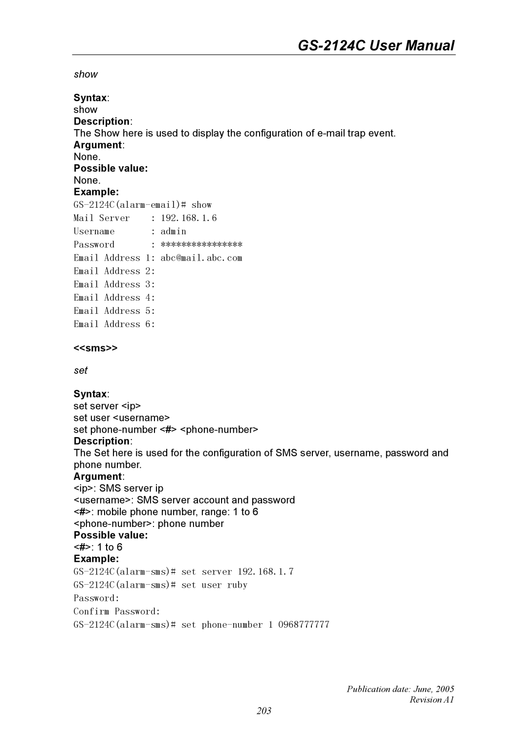 Ruby Tech GS-2124C manual 203 