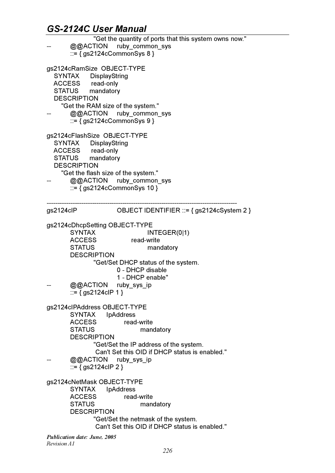 Ruby Tech GS-2124C manual @@Action, Syntax, SYNTAXINTEGER01 