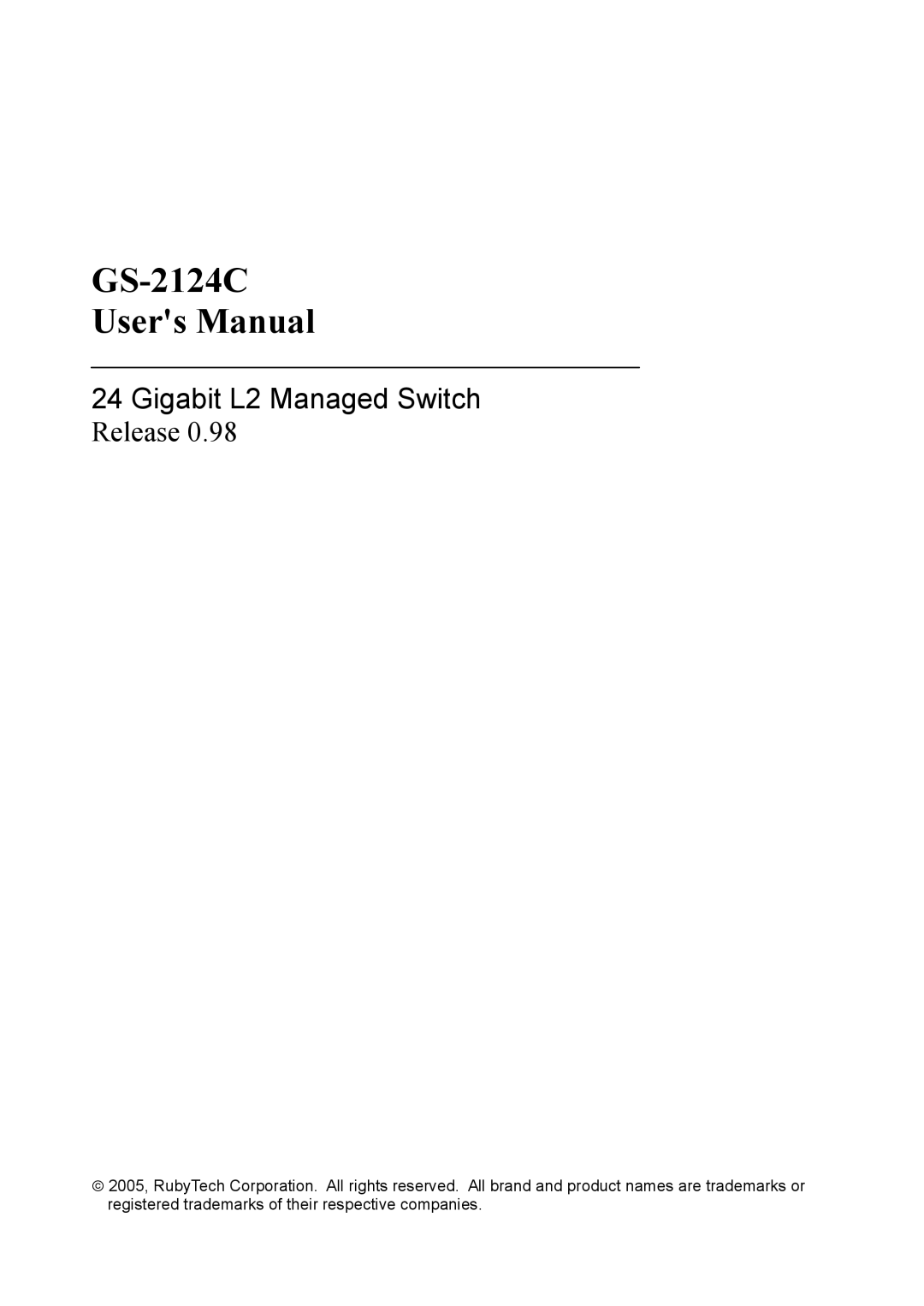 Ruby Tech GS-2124C manual 