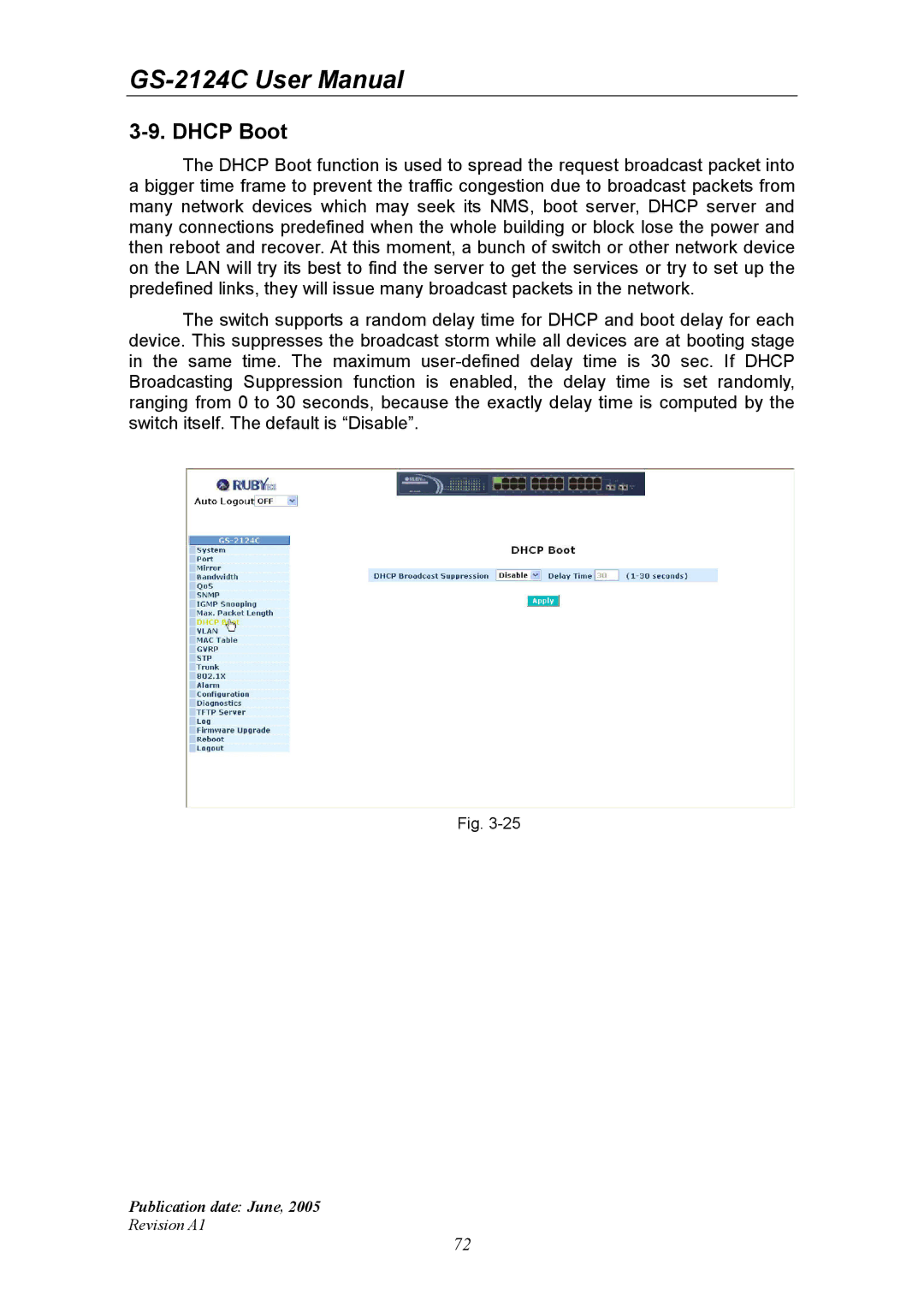 Ruby Tech GS-2124C manual Dhcp Boot 
