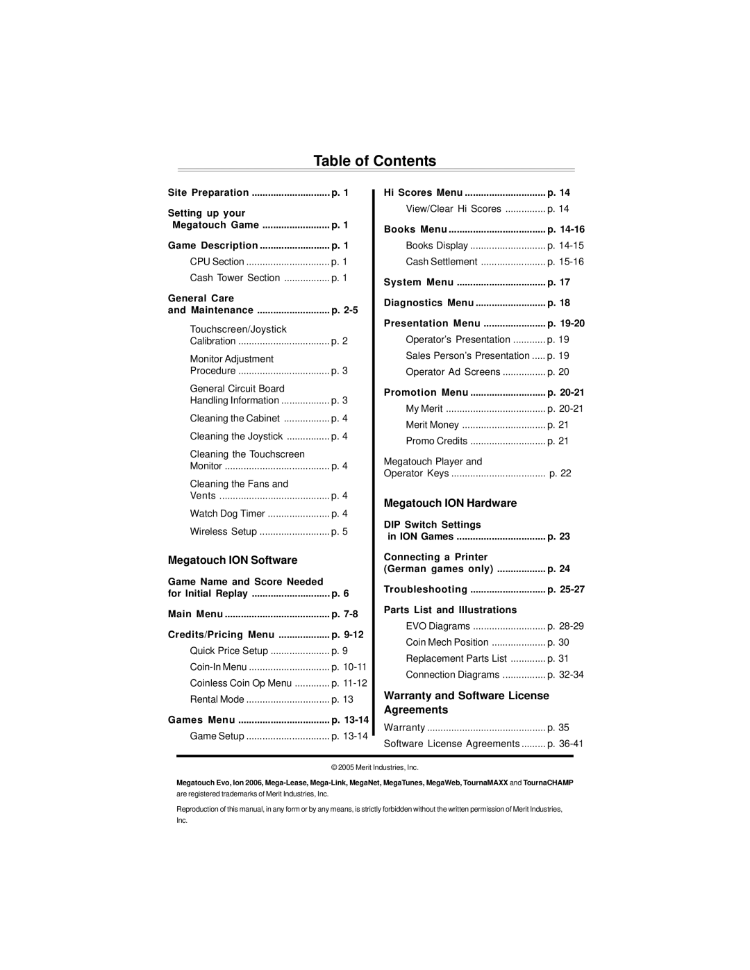 Ruby Tech PM0426-13 owner manual Table of Contents 