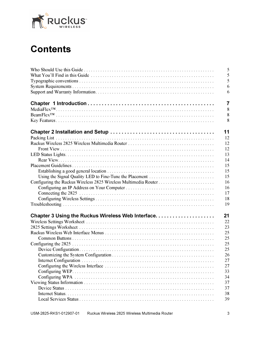 Ruckus Wireless 2111, 2825 manual Contents 