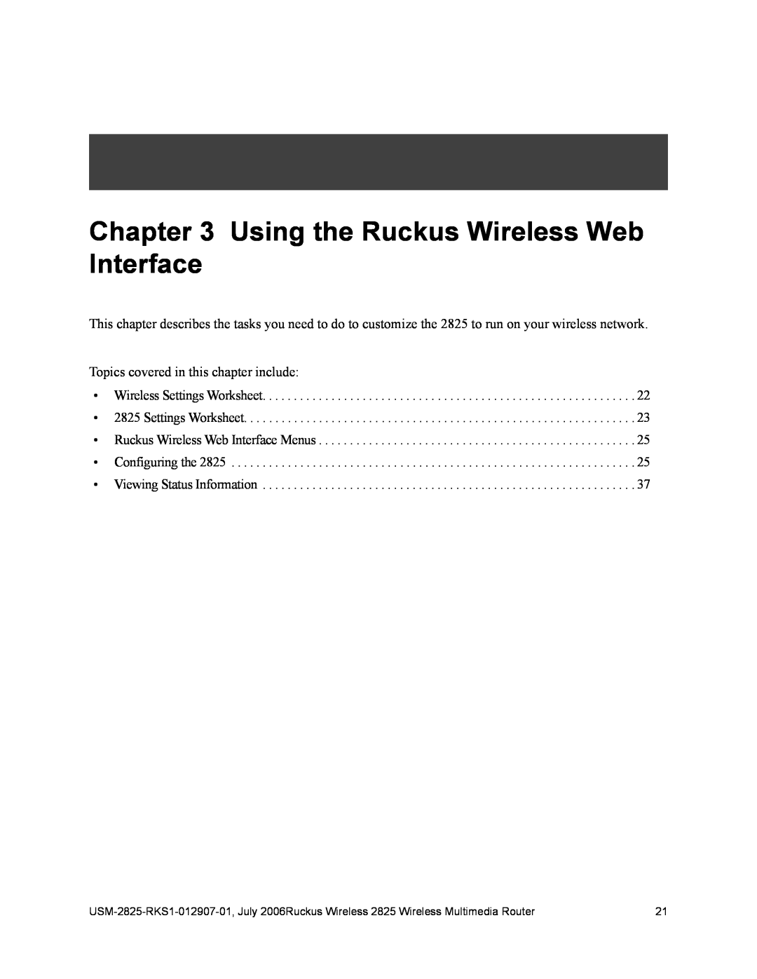 Ruckus Wireless 2111, 2825 manual Using the Ruckus Wireless Web Interface 