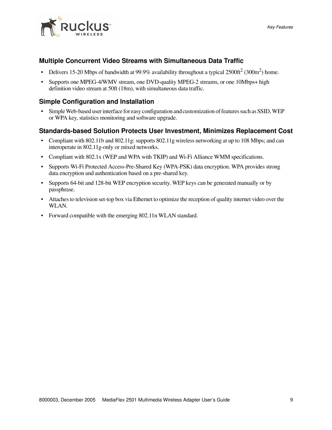 Ruckus Wireless MF2501 manual Simple Configuration and Installation 