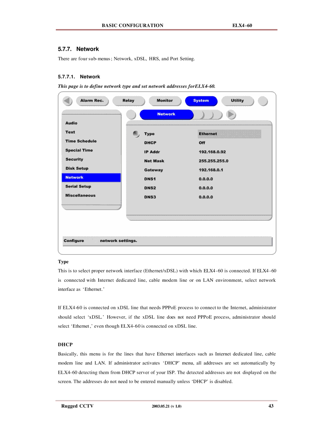 Rugged Outback ELX4-60 manual Network 