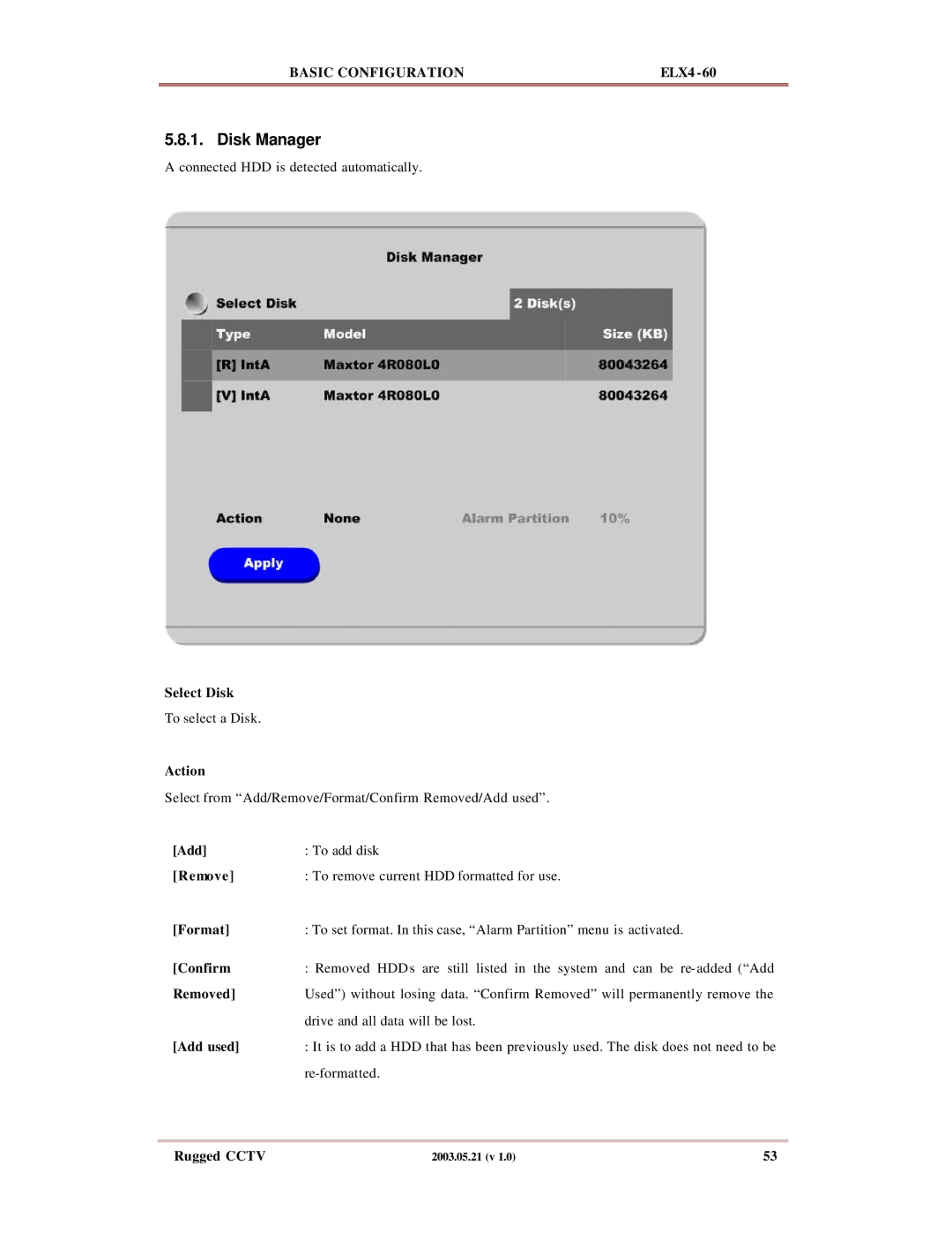 Rugged Outback ELX4-60 manual Disk Manager 