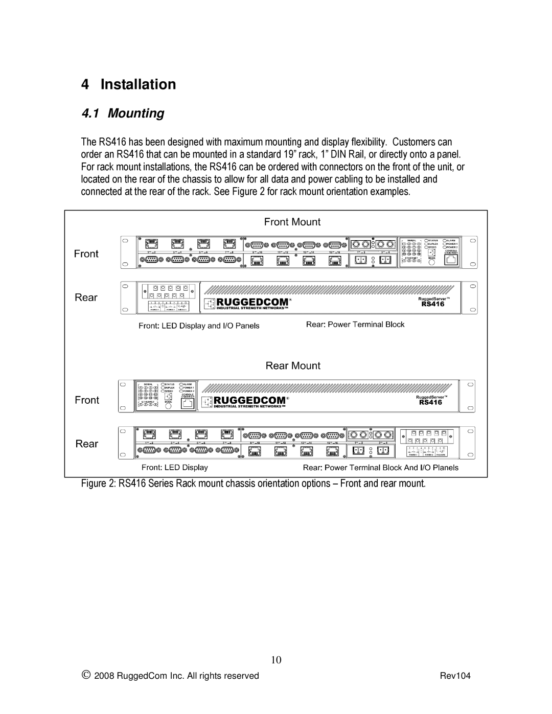 Rugged Outback RS416 manual Installation, Mounting 