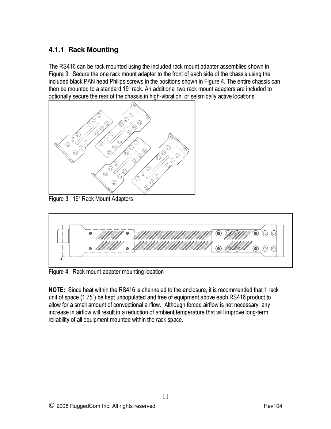 Rugged Outback RS416 manual Rack Mounting, Rack Mount Adapters 