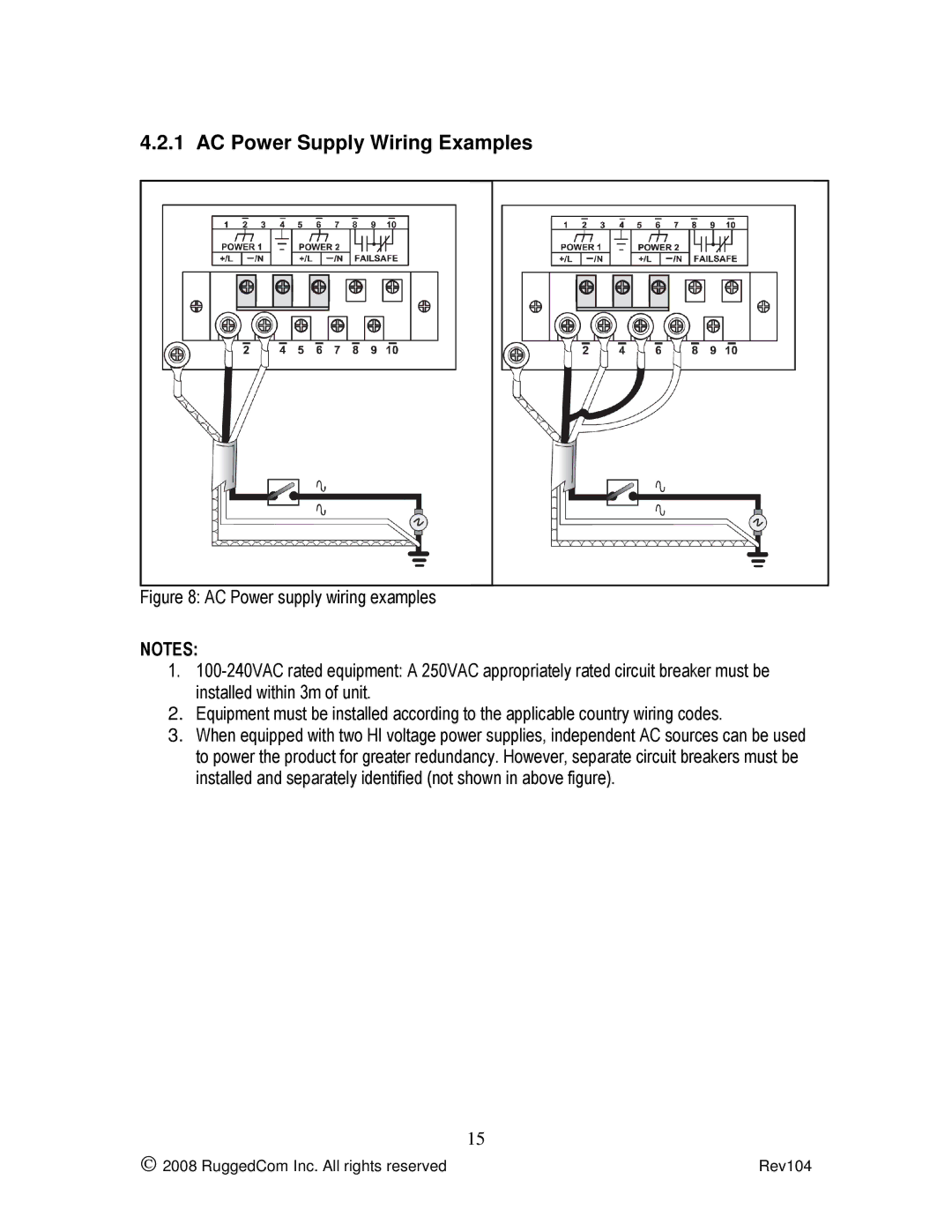 Rugged Outback RS416 manual AC Power Supply Wiring Examples 