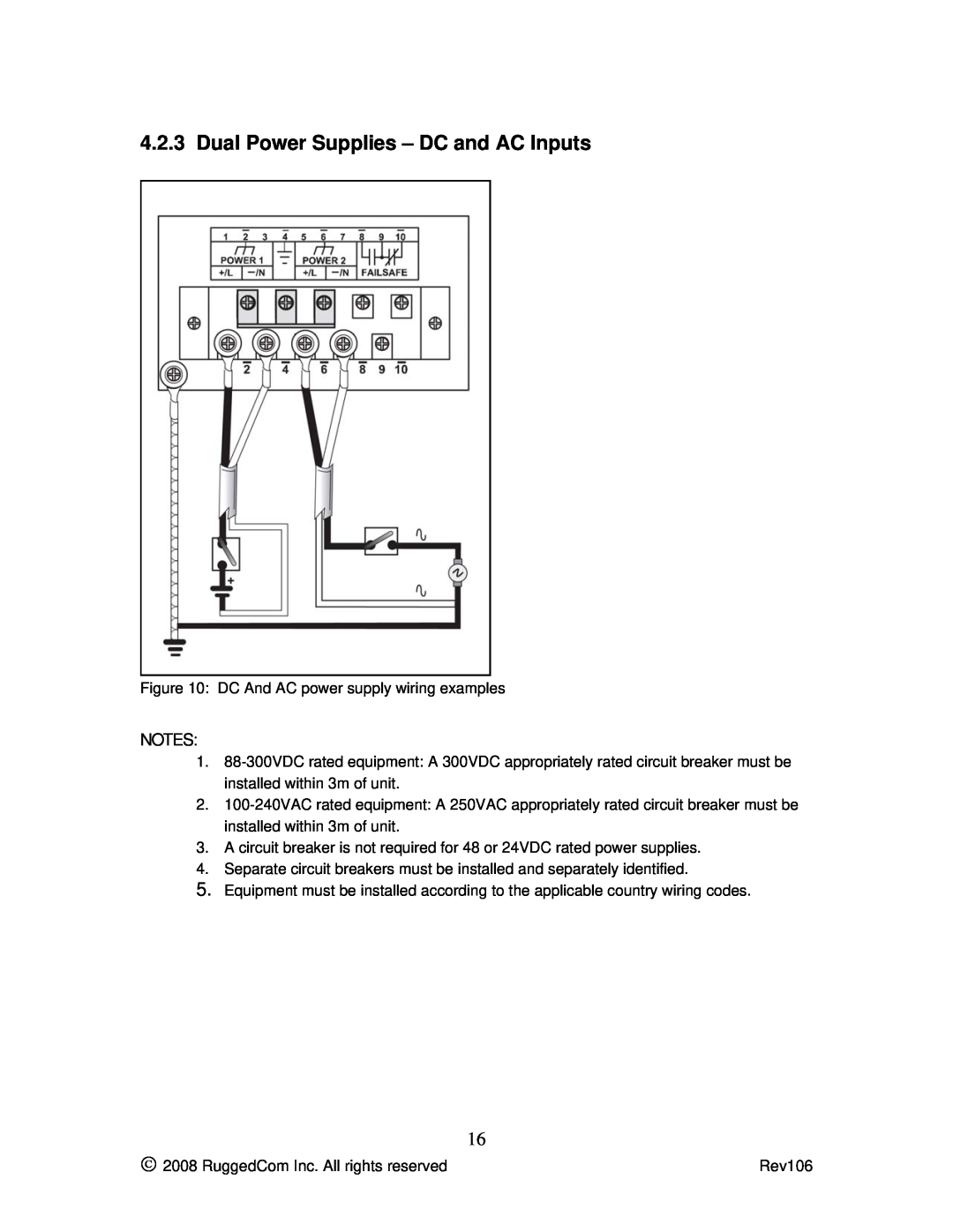 RuggedCom M2100 manual Dual Power Supplies - DC and AC Inputs 