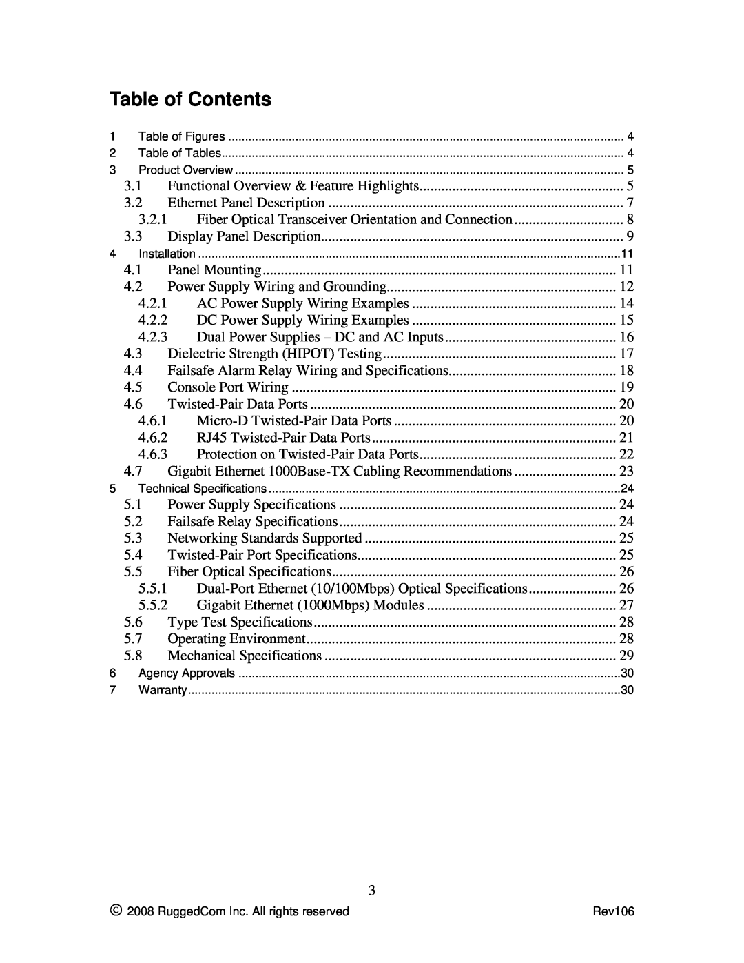 RuggedCom M2100 manual Table of Contents 