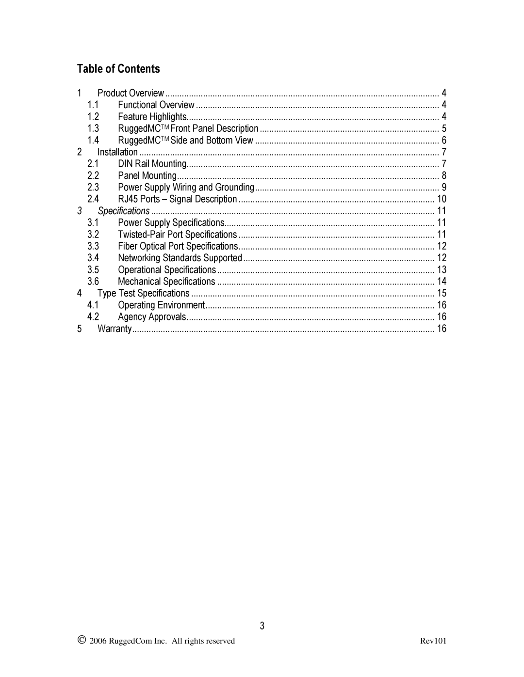 RuggedCom RMC40 manual Table of Contents 