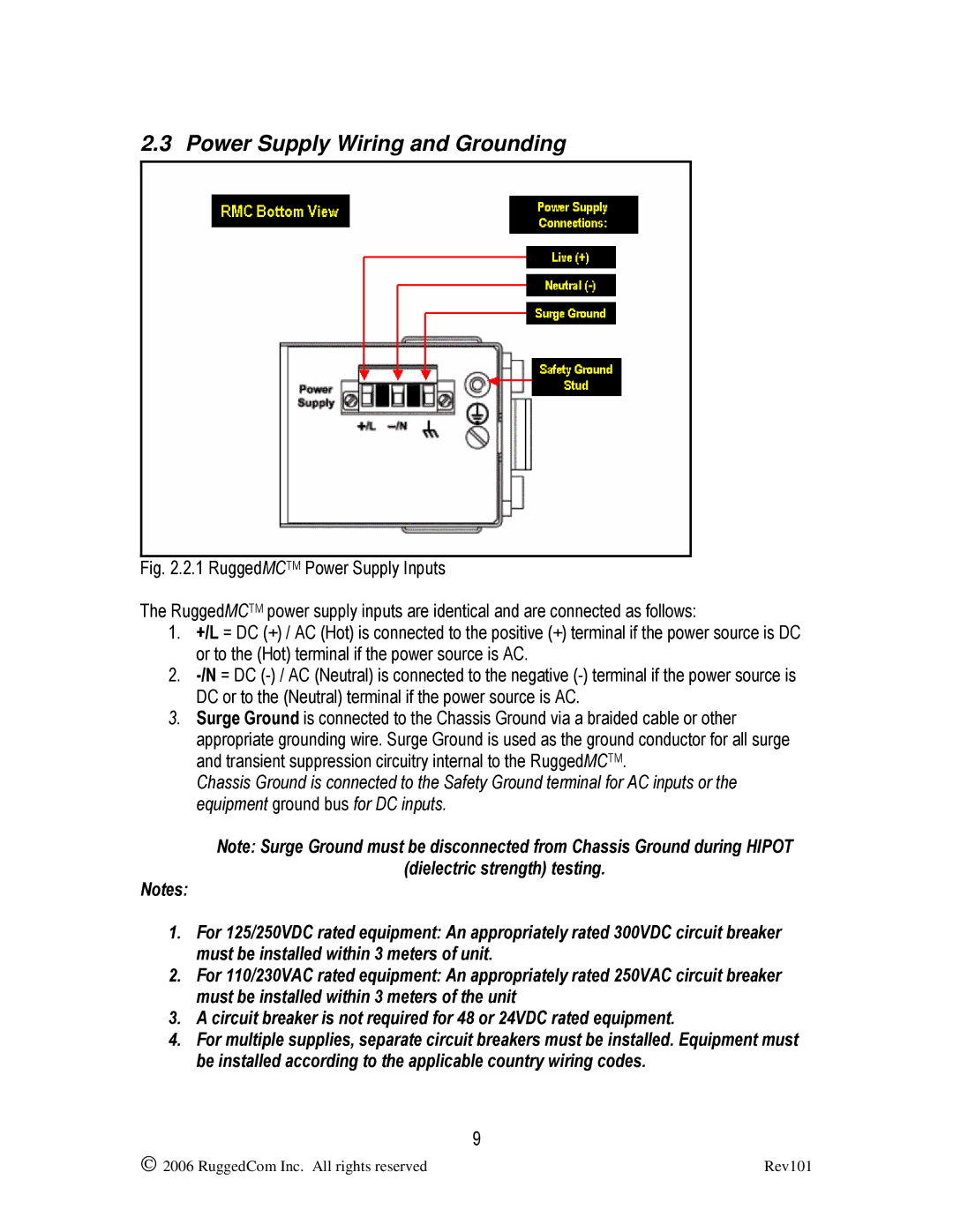 RuggedCom RMC40 manual Power Supply Wiring and Grounding 