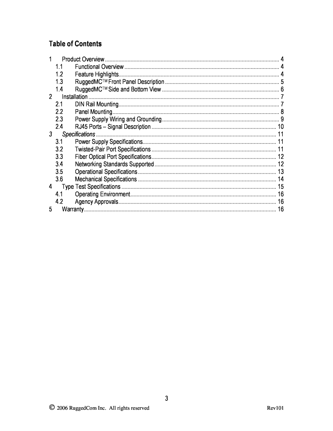 RuggedCom RMC40 manual Table of Contents 