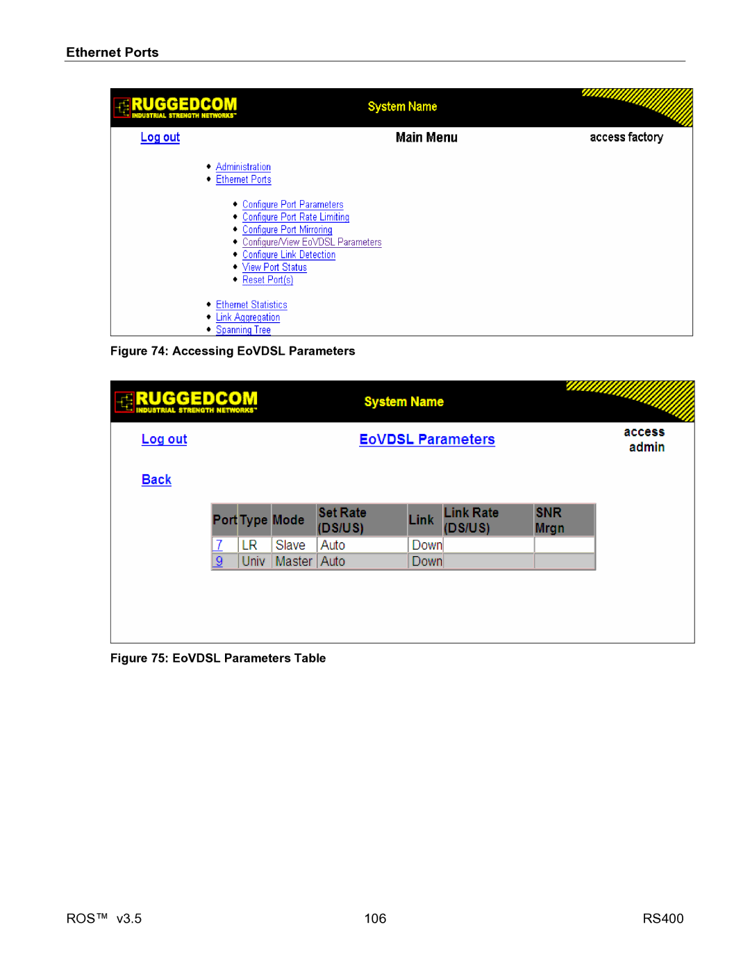 RuggedCom manual ROS 106 RS400 