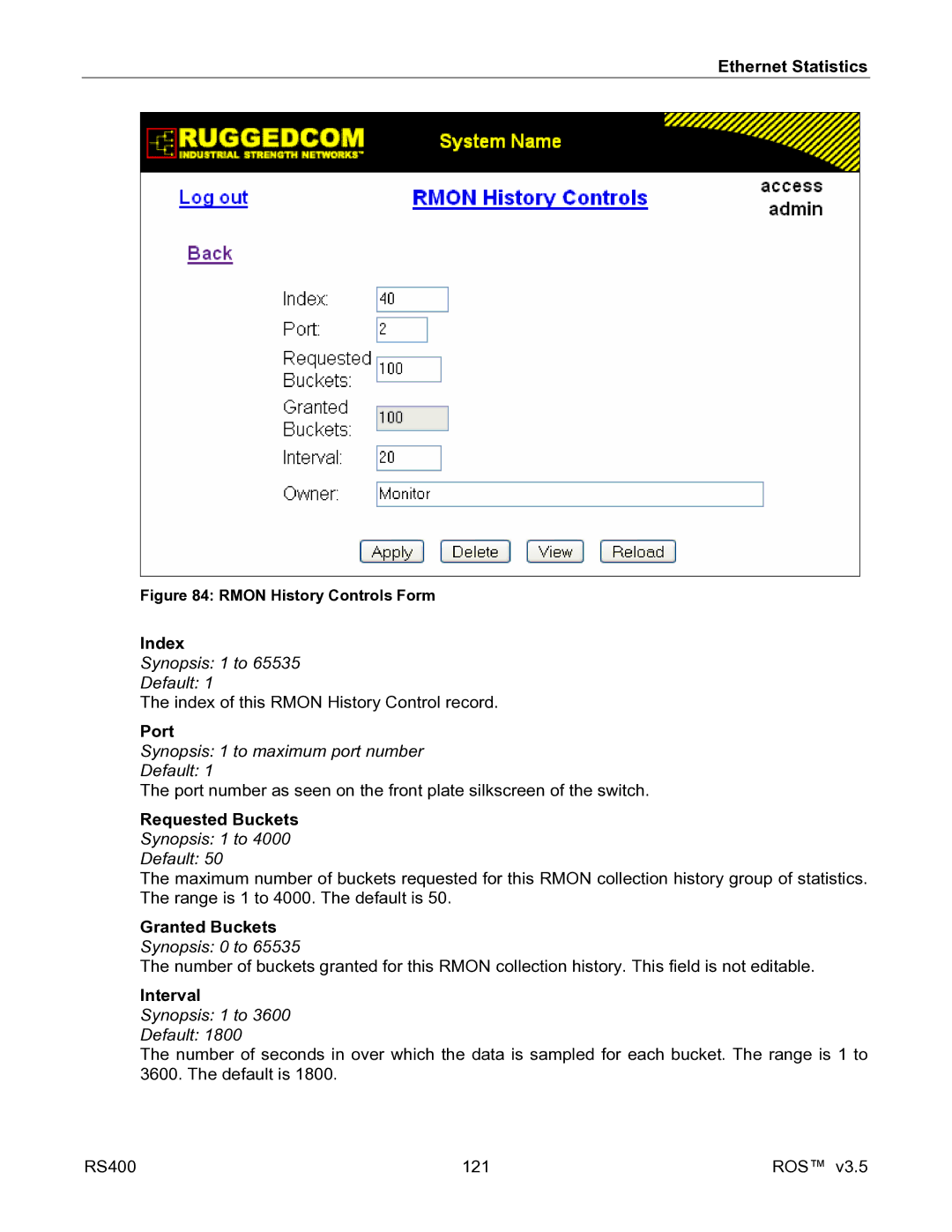 RuggedCom RS400 manual Index, Requested Buckets, Granted Buckets, Interval 