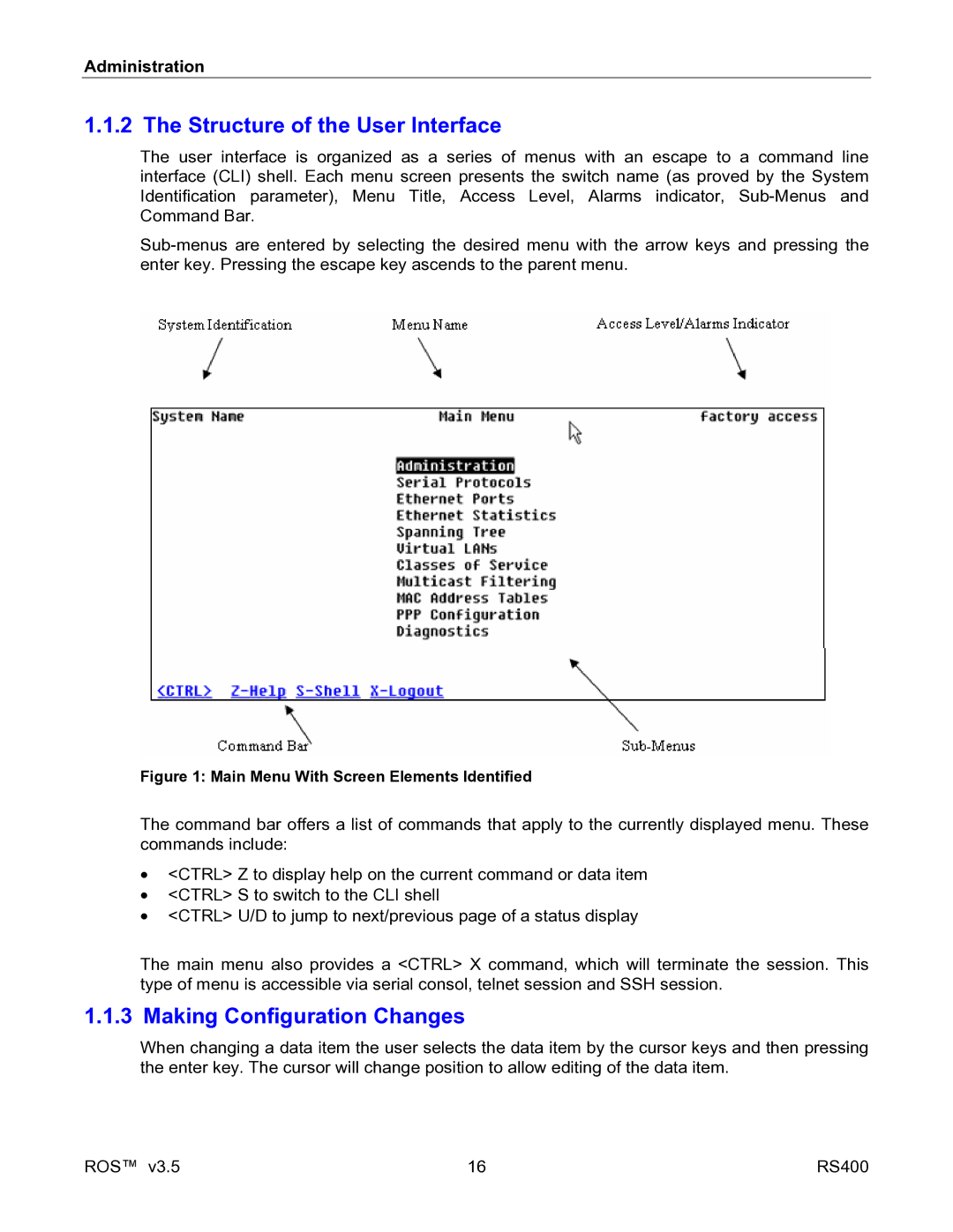 RuggedCom RS400 manual Structure of the User Interface, Making Configuration Changes 