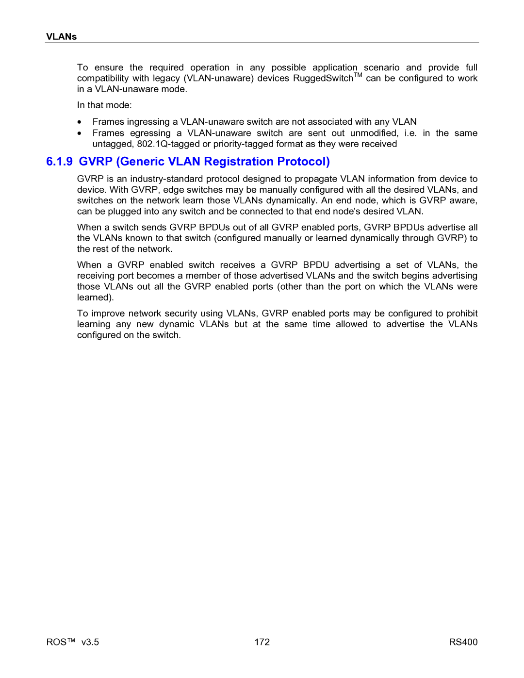 RuggedCom RS400 manual Gvrp Generic Vlan Registration Protocol 