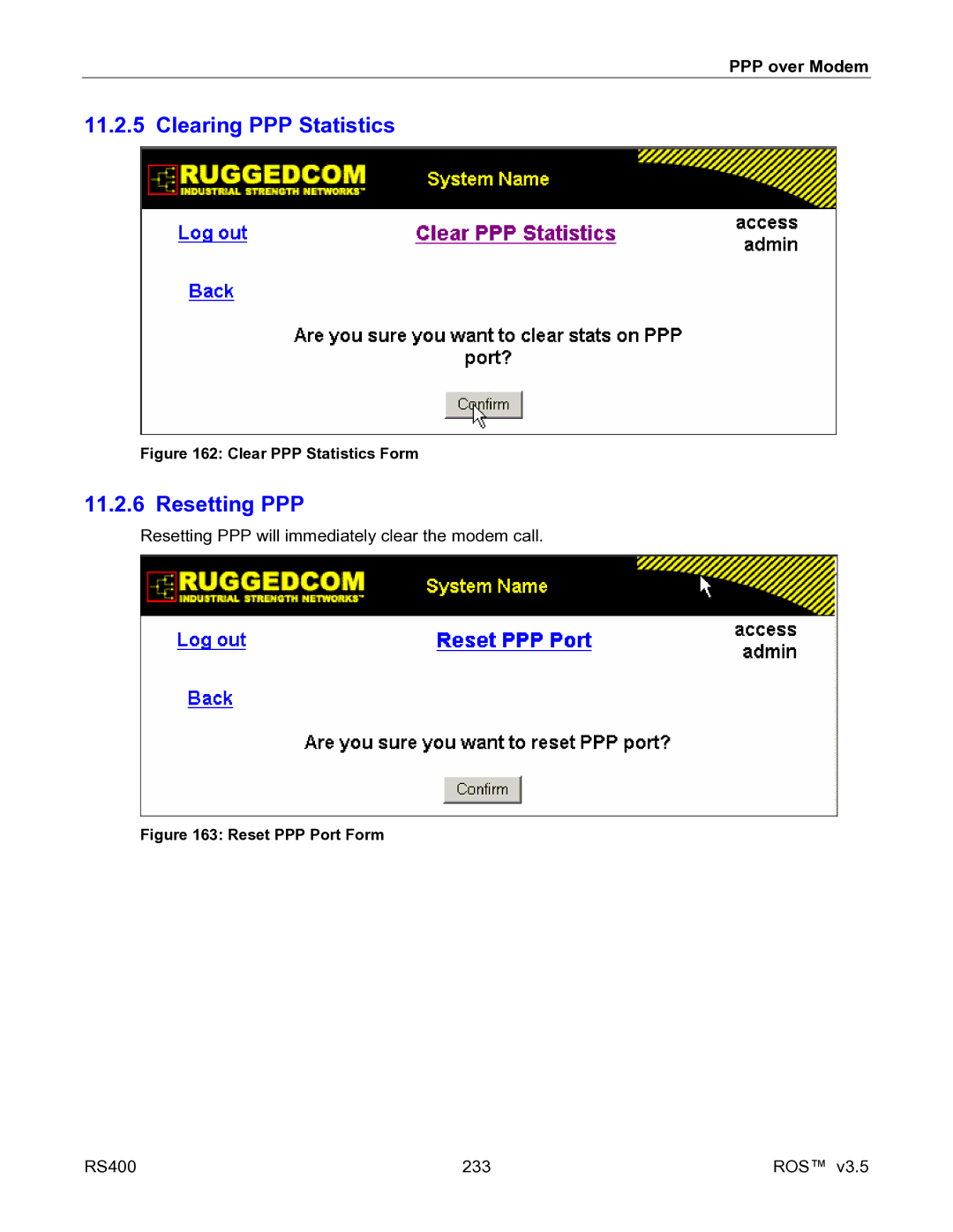 RuggedCom RS400 manual Clearing PPP Statistics, Resetting PPP 