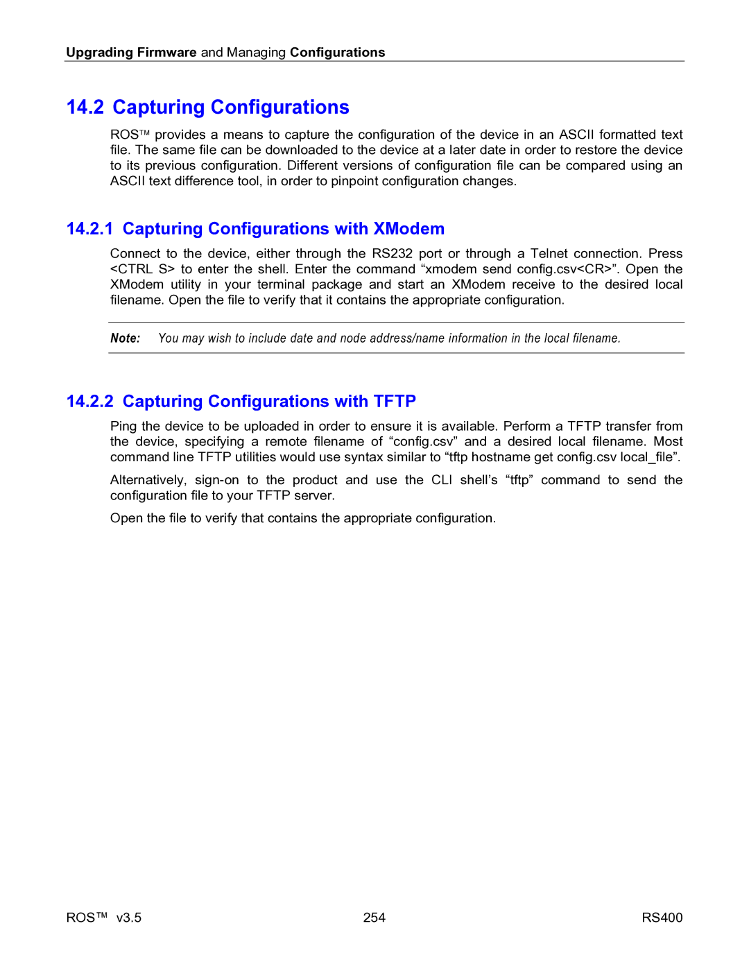 RuggedCom RS400 manual Capturing Configurations with XModem, Capturing Configurations with Tftp 