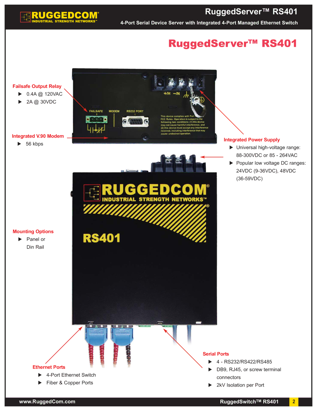 RuggedCom warranty RuggedServer RS401, Integrated Power Supply 