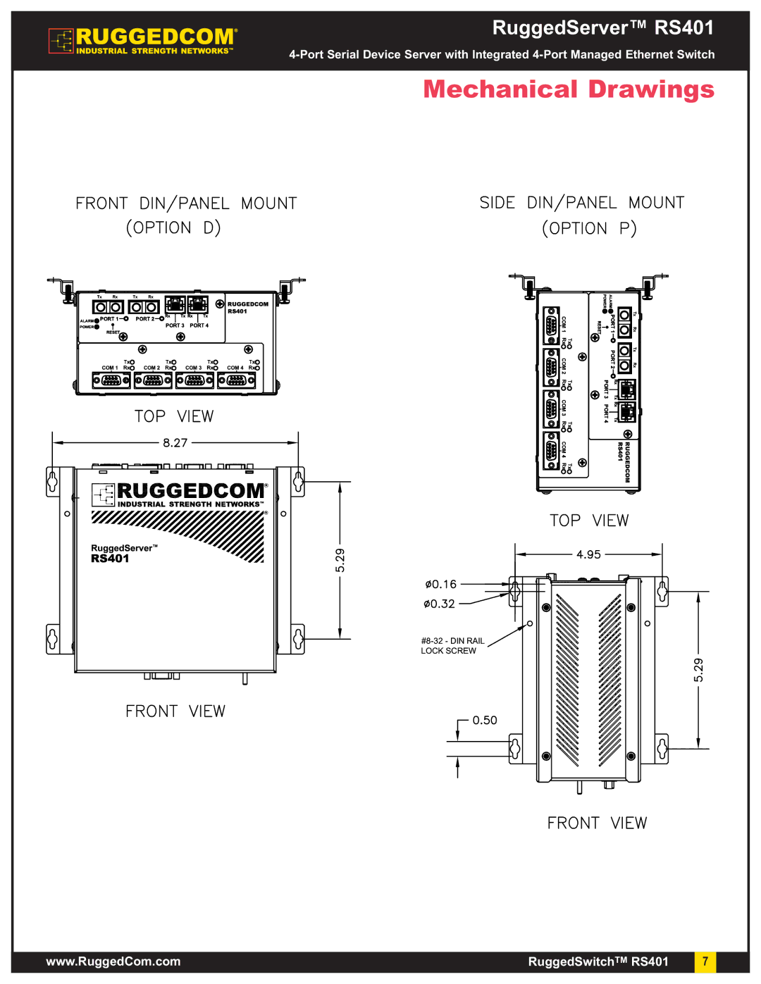 RuggedCom RS401 warranty Mechanical Drawings 