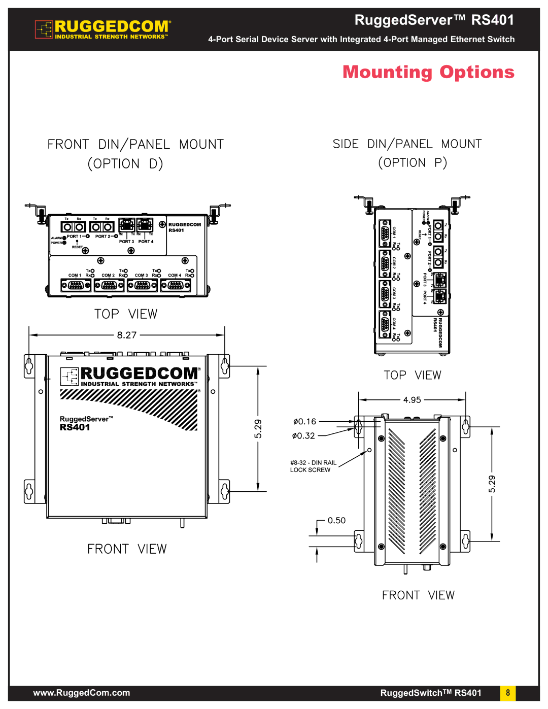 RuggedCom RS401 warranty Mounting Options 