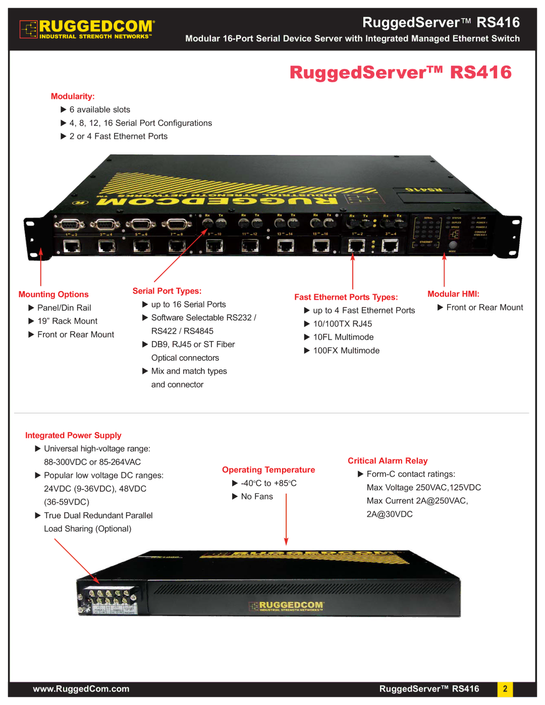 RuggedCom warranty RuggedServer RS416, Serial Port Types 