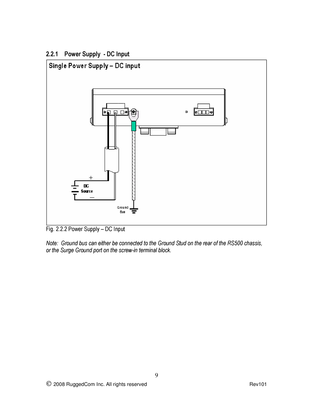 RuggedCom RS500 manual Power Supply DC Input 