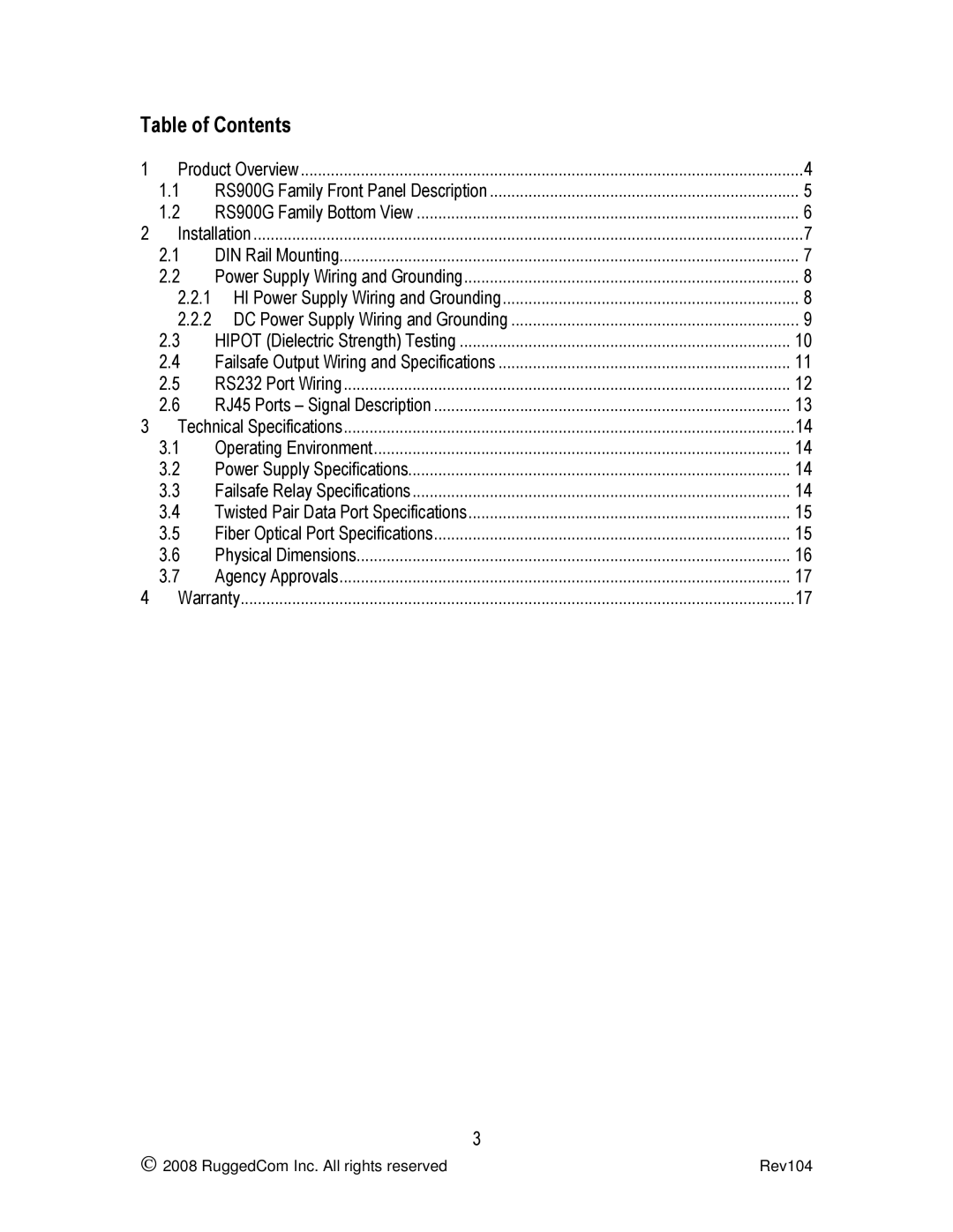 RuggedCom RS900G manual Table of Contents 