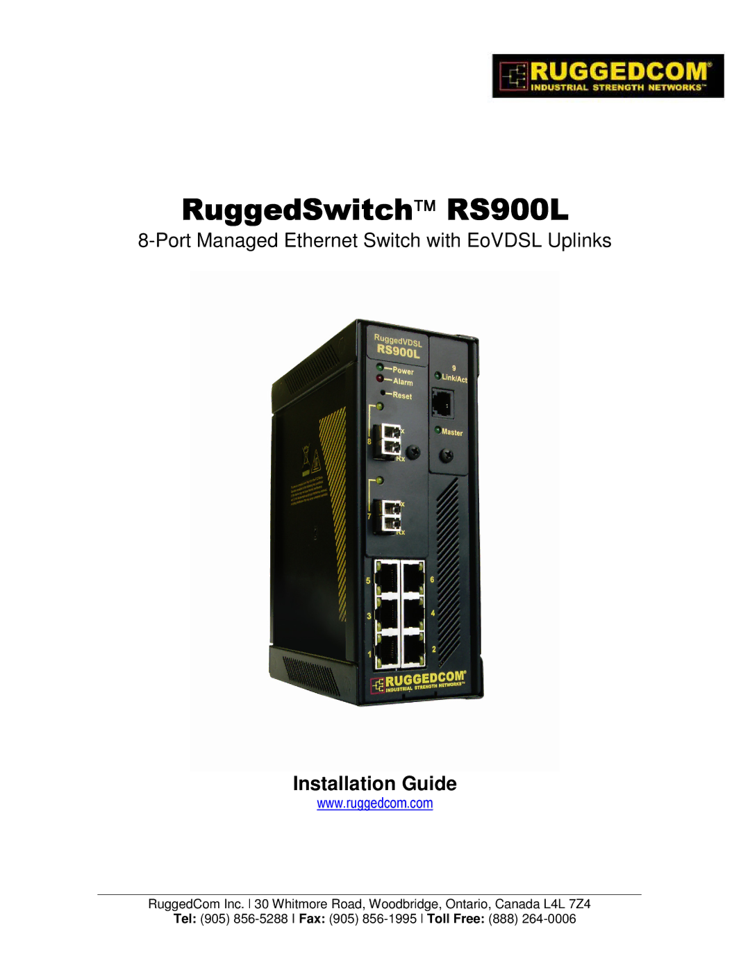 RuggedCom manual RuggedSwitch RS900L, Installation Guide 