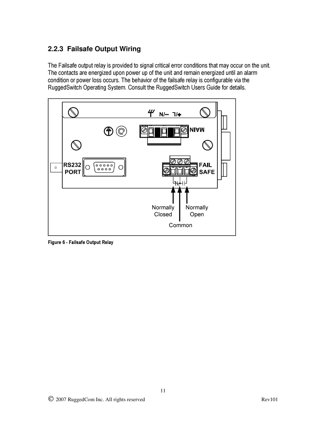 RuggedCom RS900L manual Failsafe Output Wiring, Failsafe Output Relay 