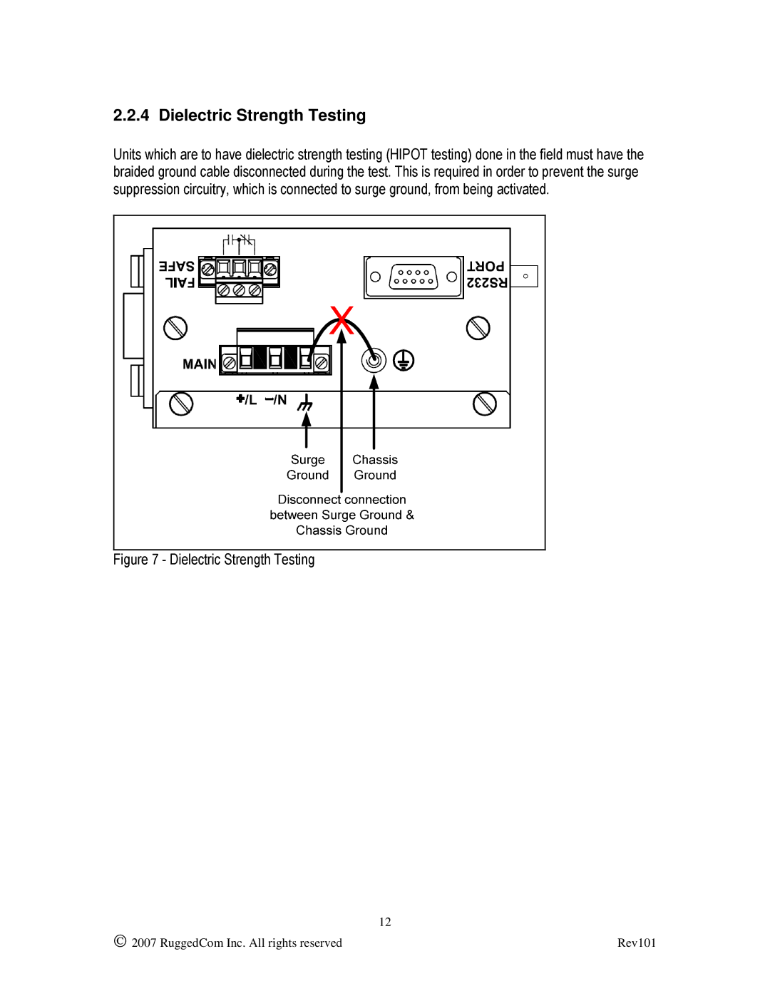 RuggedCom RS900L manual Dielectric Strength Testing 