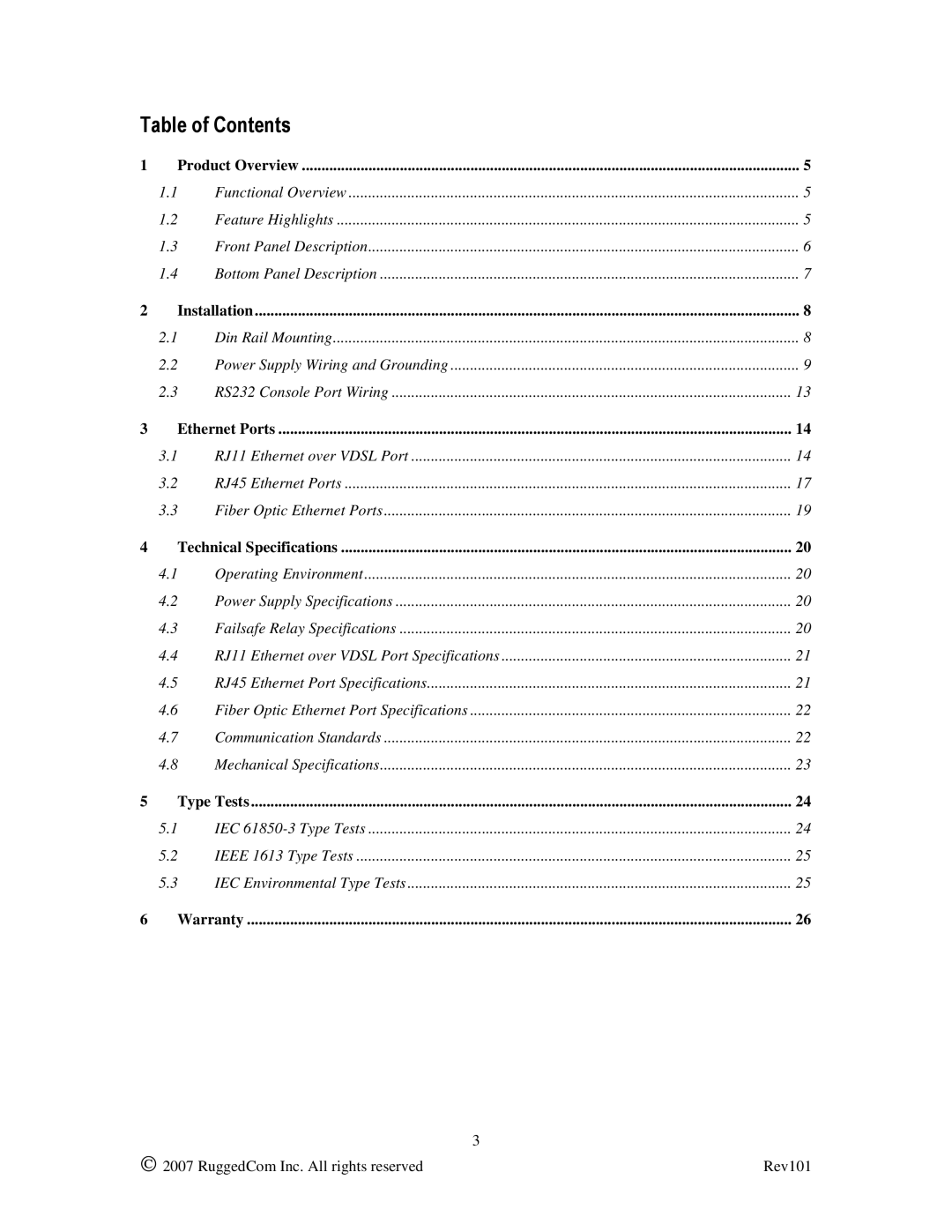 RuggedCom RS900L manual Table of Contents 