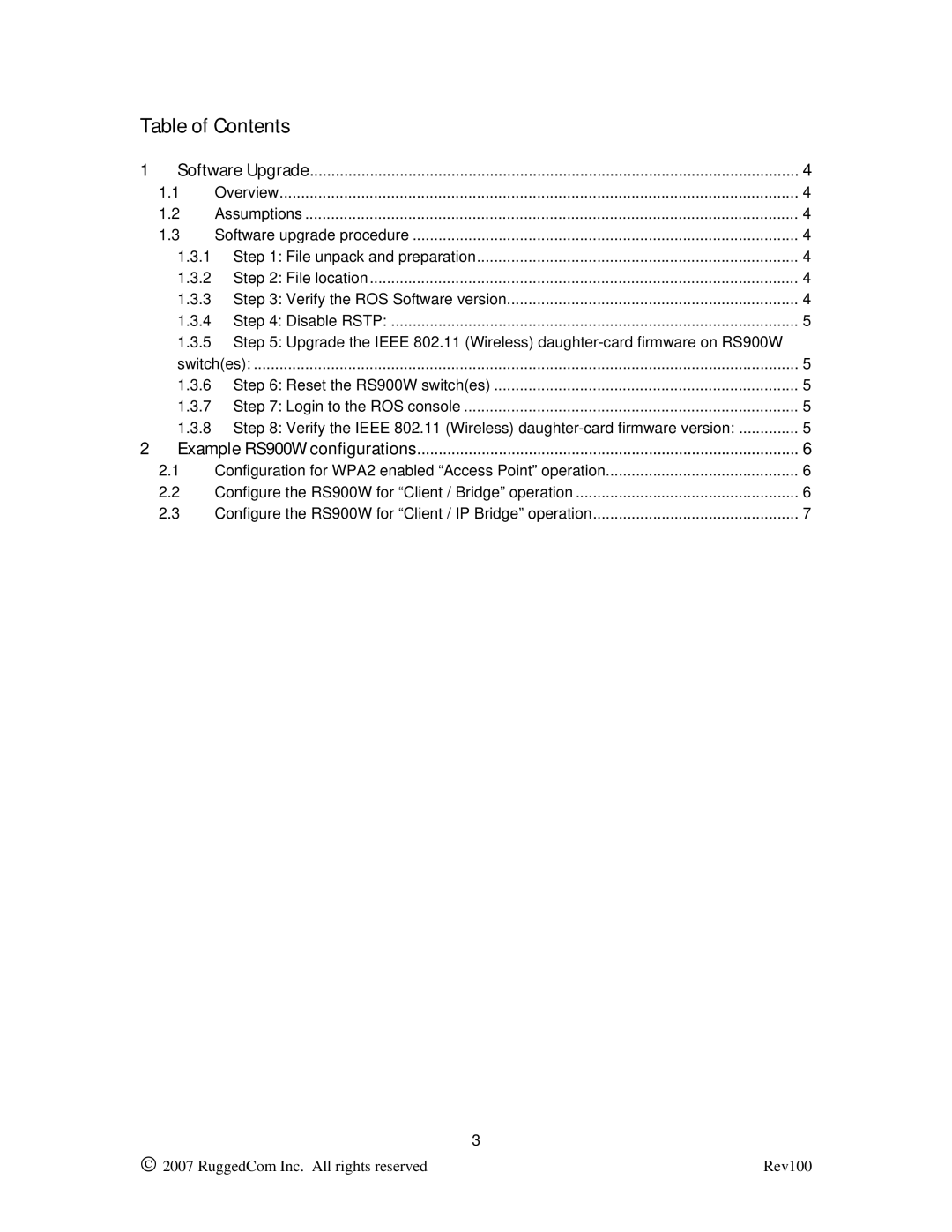 RuggedCom RS900W manual Table of Contents 