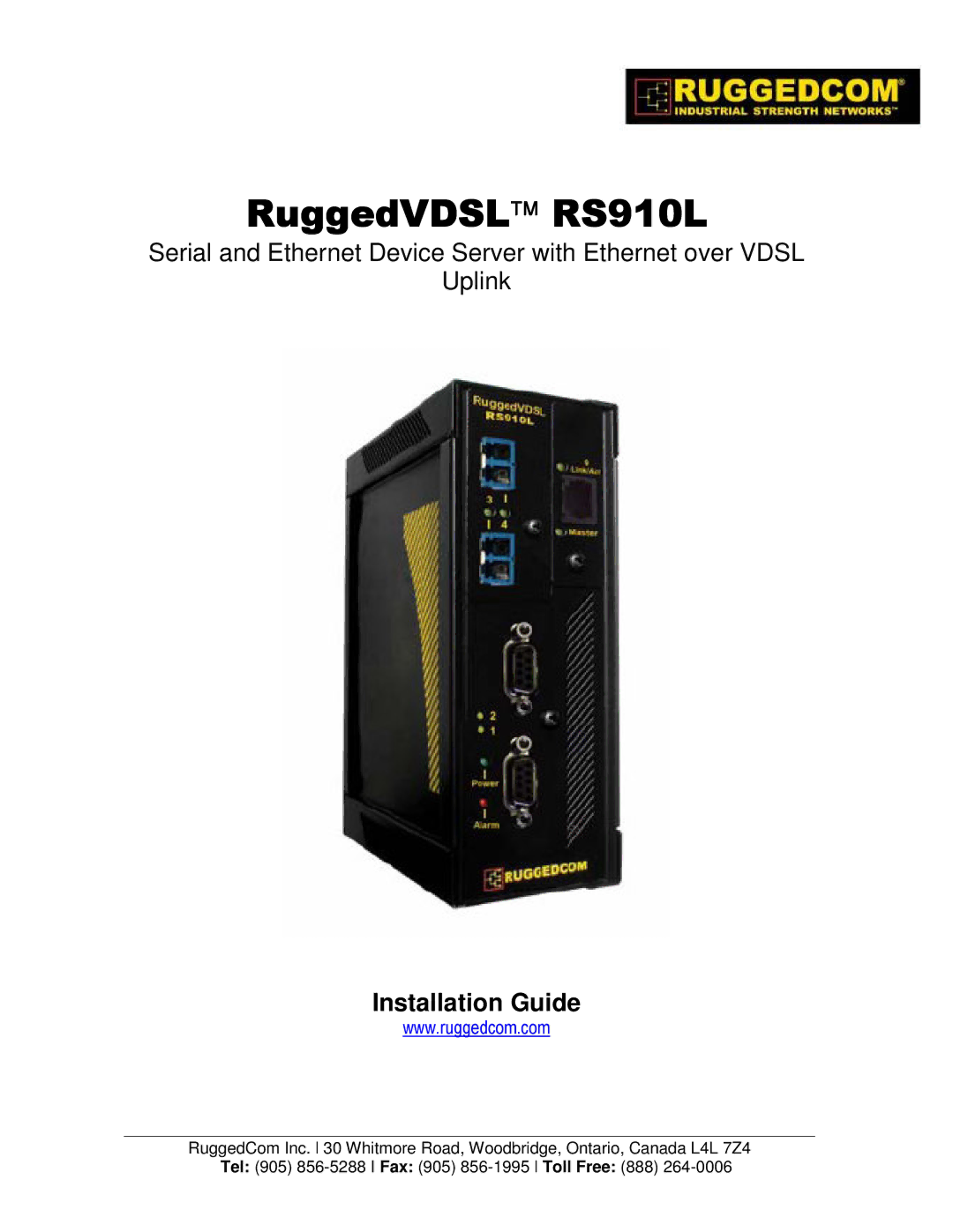 RuggedCom manual RuggedVDSL RS910L, Installation Guide 