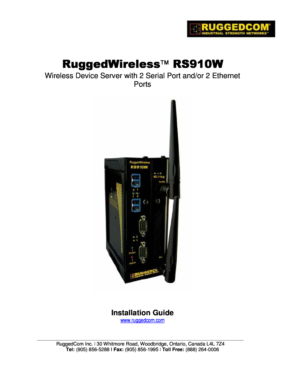 RuggedCom manual Installation Guide, RuggedWireless RS910W 
