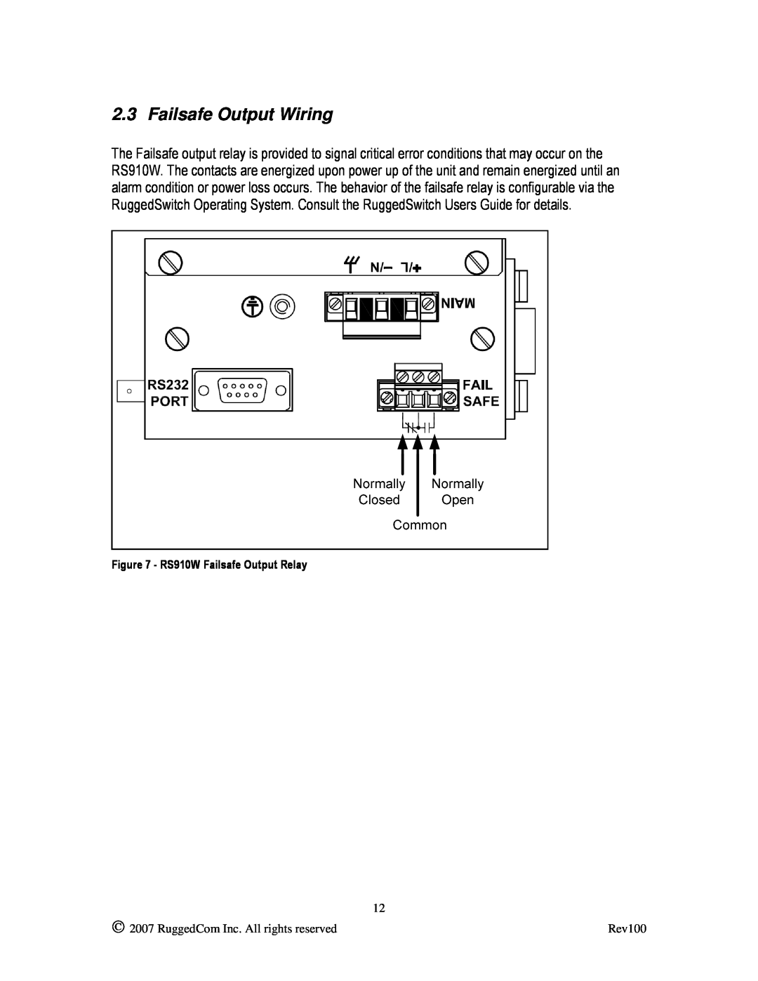 RuggedCom RS910W manual Failsafe Output Wiring 