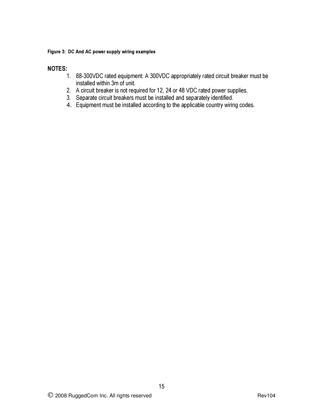 RuggedCom RS969 manual DC And AC power supply wiring examples 