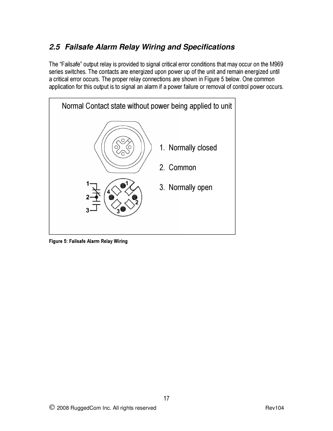RuggedCom RS969 manual Failsafe Alarm Relay Wiring and Specifications 
