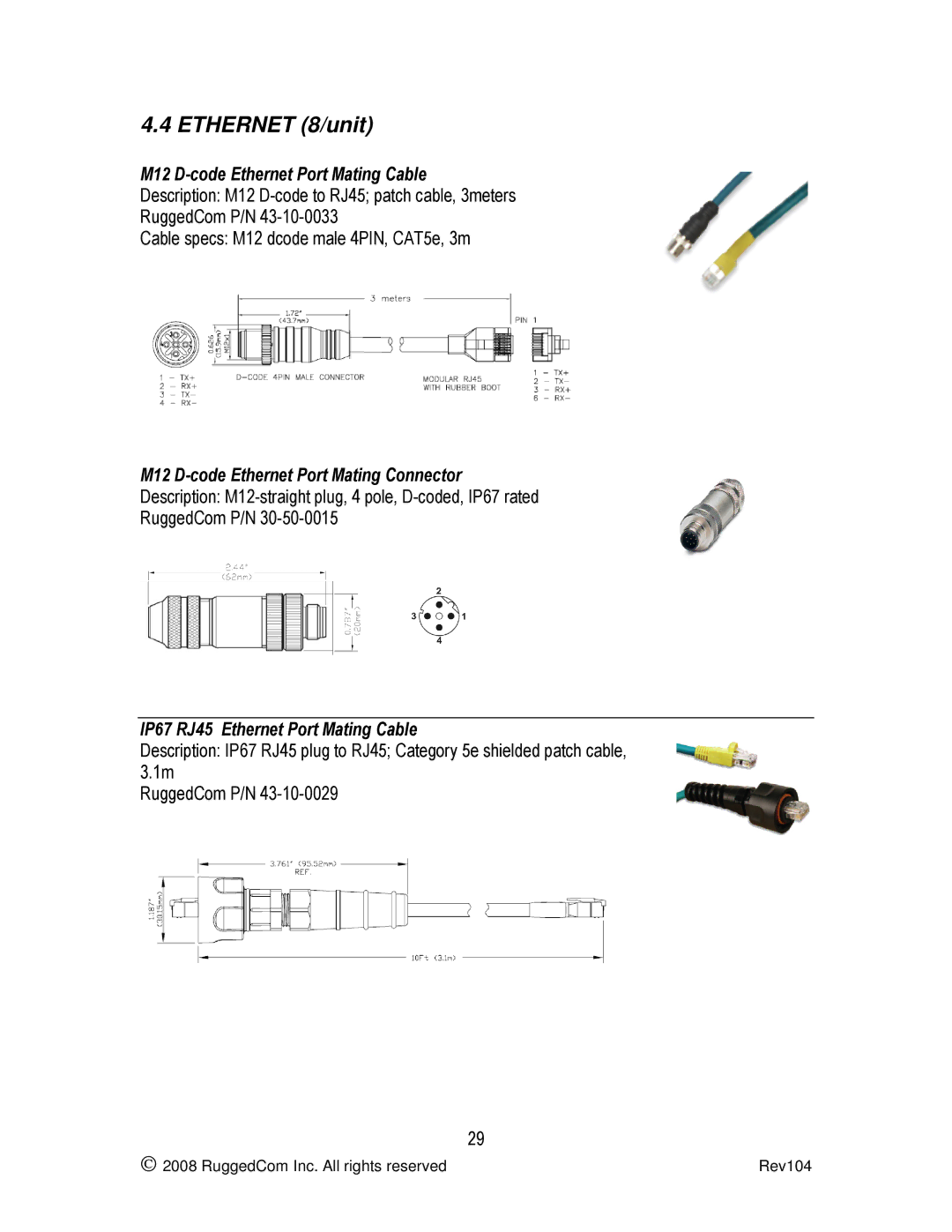 RuggedCom RS969 manual Ethernet 8/unit 